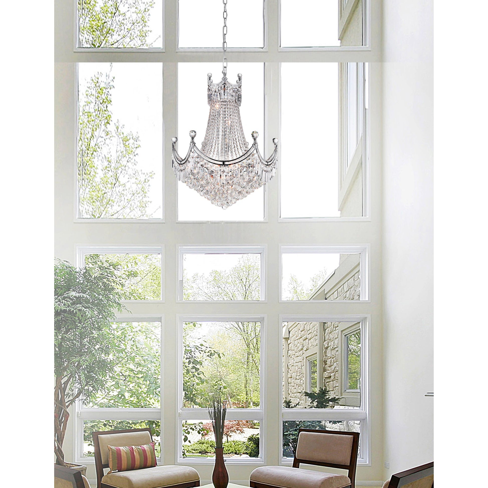Amanda 15 Light Down Chandelier With Chrome Finish - CWI Lighting