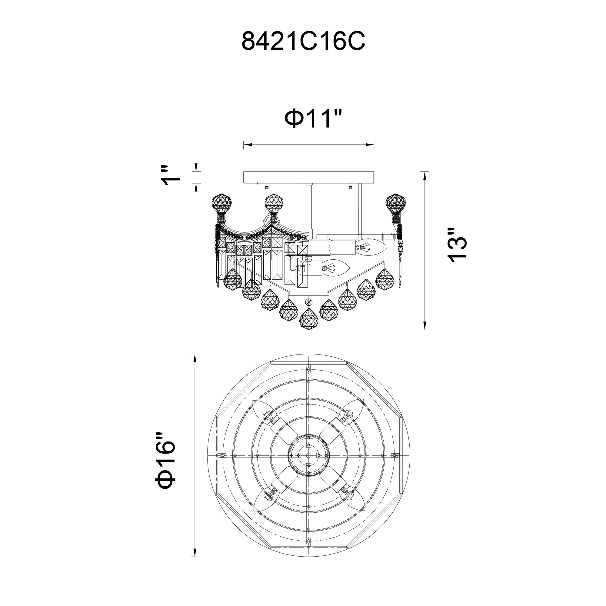 Amanda 6 Light Flush Mount With Chrome Finish - CWI Lighting