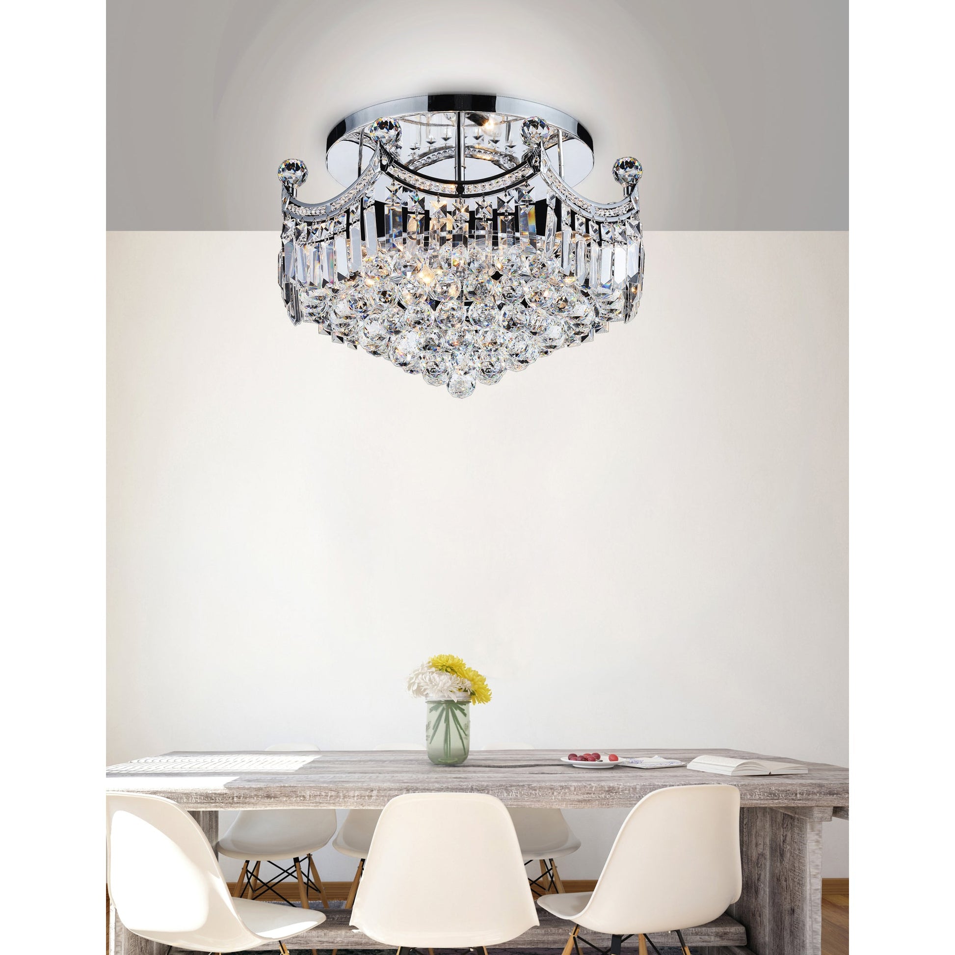 Amanda 8 Light Flush Mount With Chrome Finish - CWI Lighting