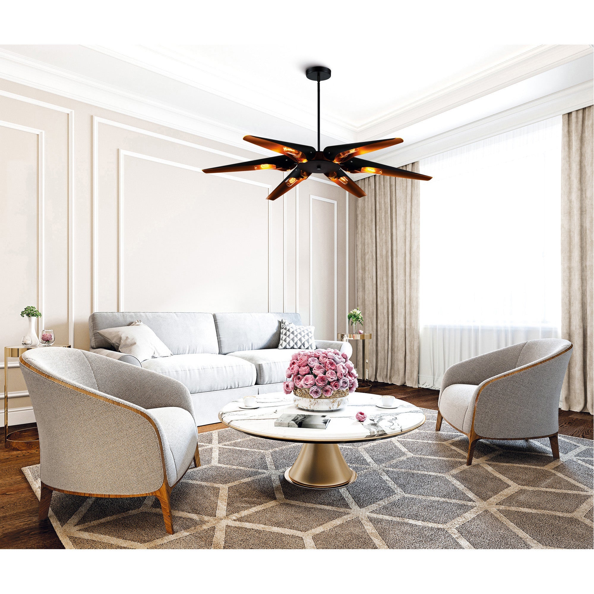Amar 6 Light Matte Black Chandelier - CWI Lighting