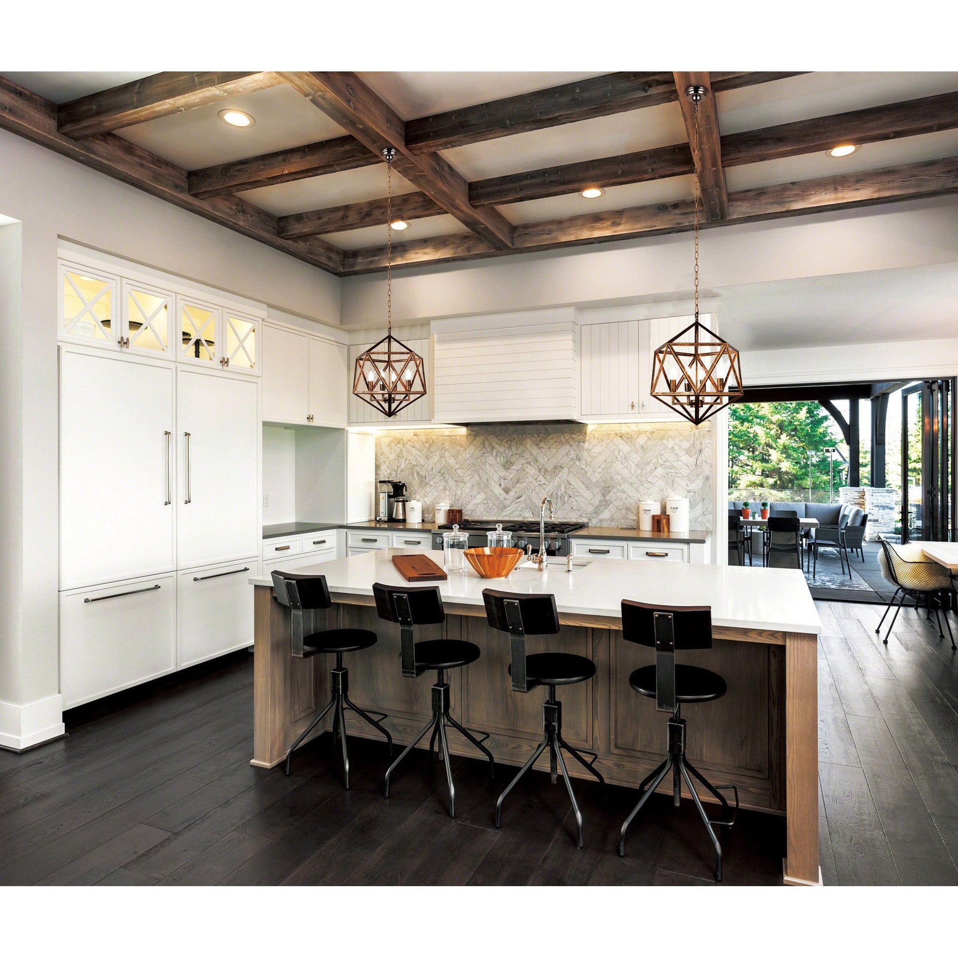 Amazon 4 Light Antique Forged Copper Pendant - CWI Lighting