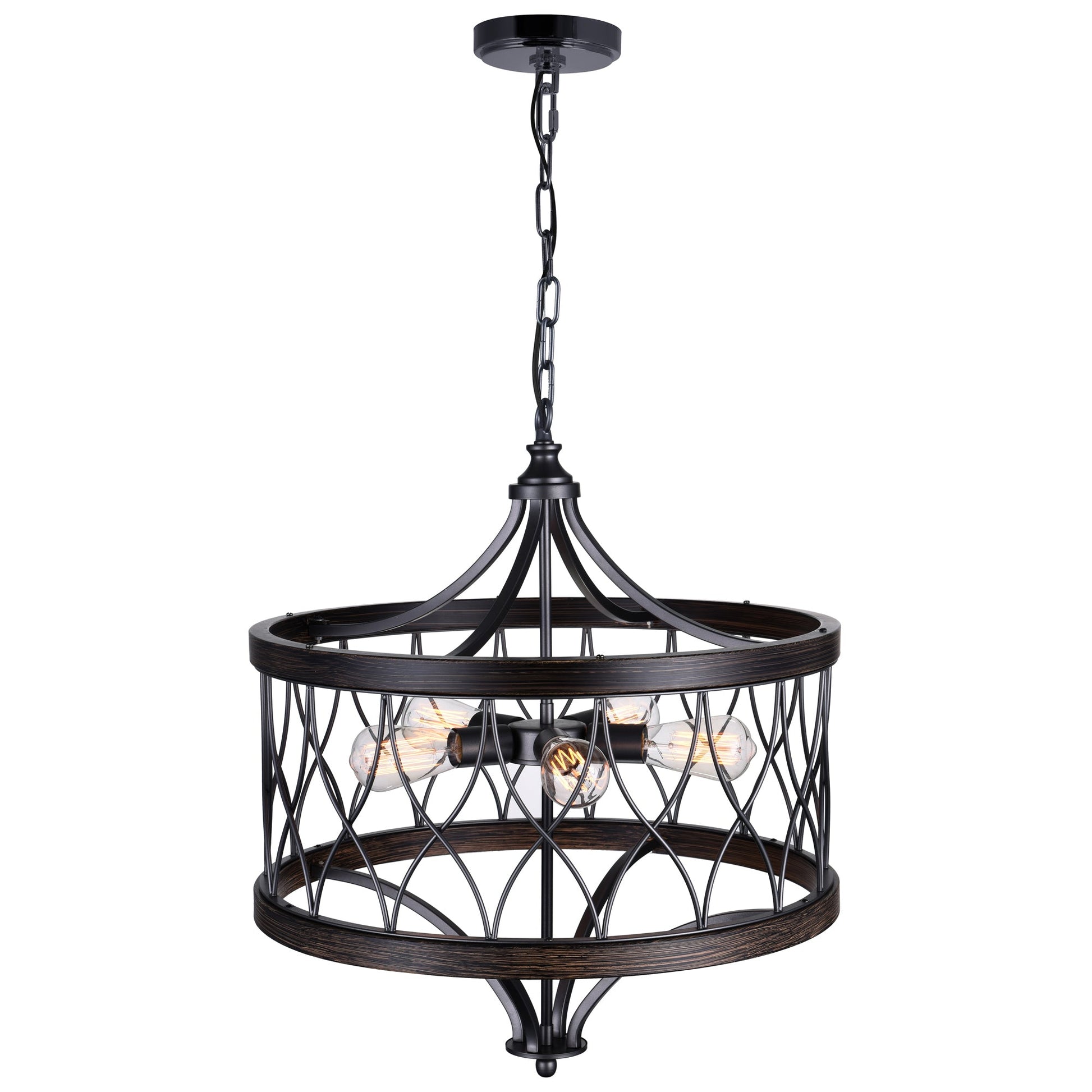 Amazon 5 Light Drum Shade Chandelier With Gun Metal Finish - CWI Lighting