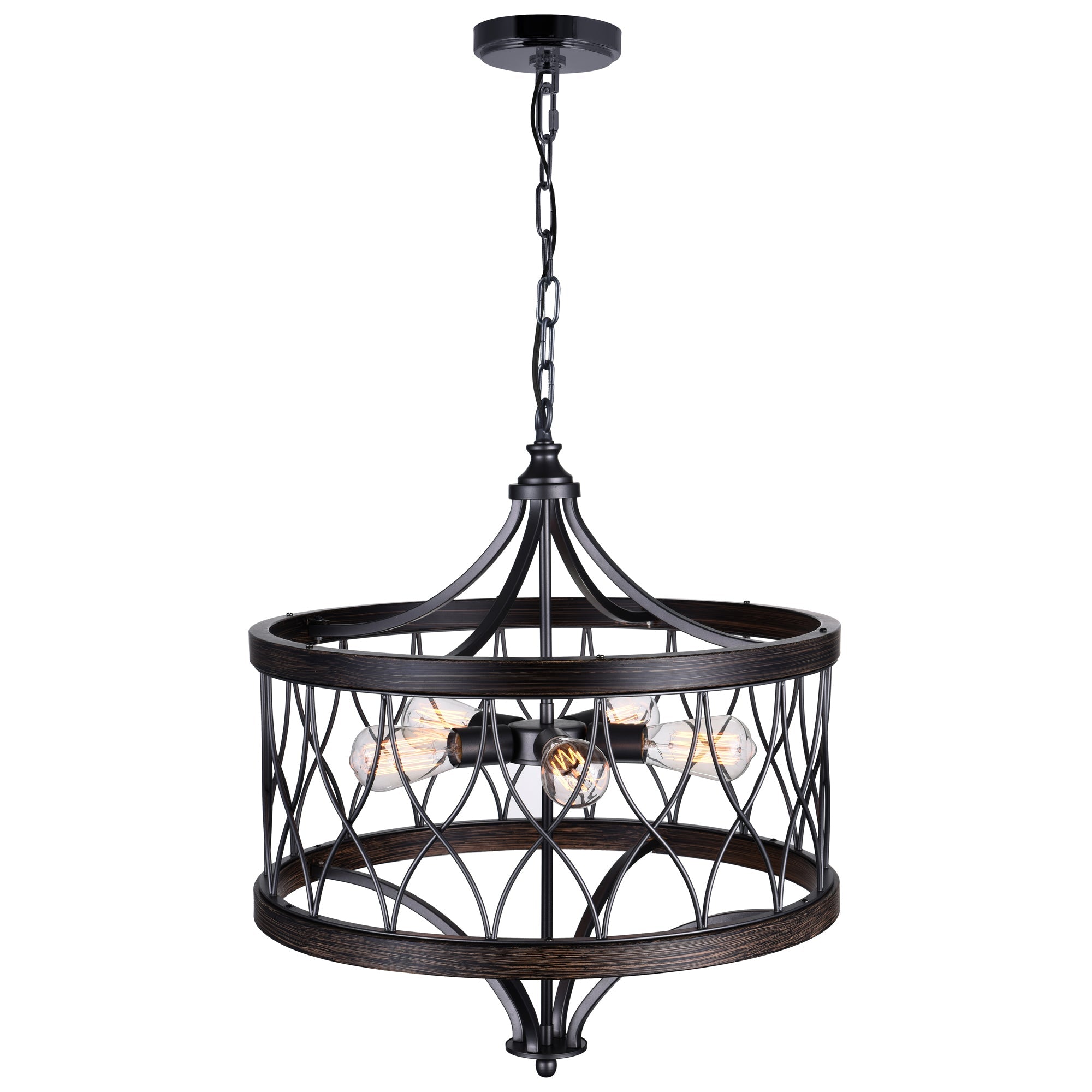 Amazon 5 Light Drum Shade Chandelier With Gun Metal Finish - CWI Lighting