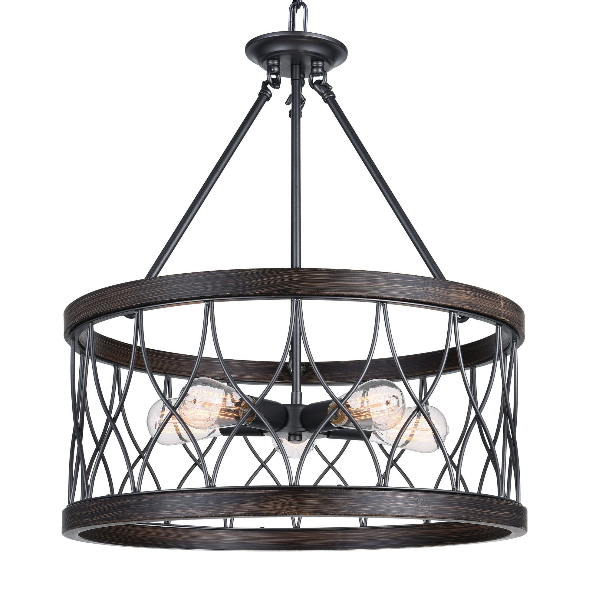 Amazon 5 Light Drum Shade Chandelier With Gun Metal Finish - CWI Lighting