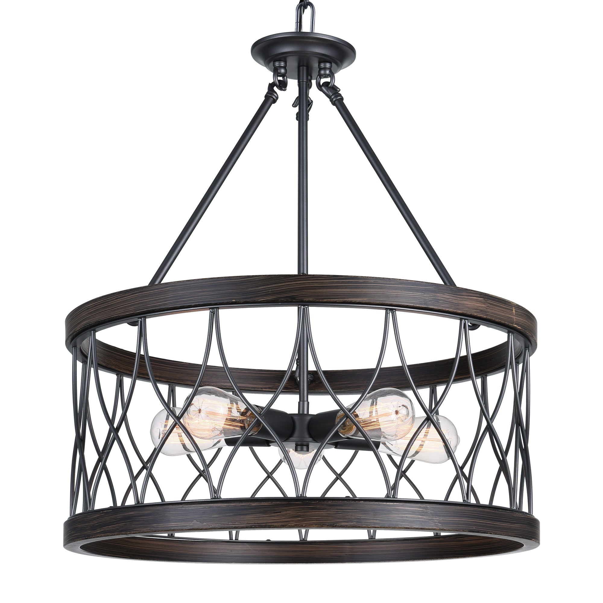 Amazon 5 Light Drum Shade Chandelier With Gun Metal Finish - CWI Lighting
