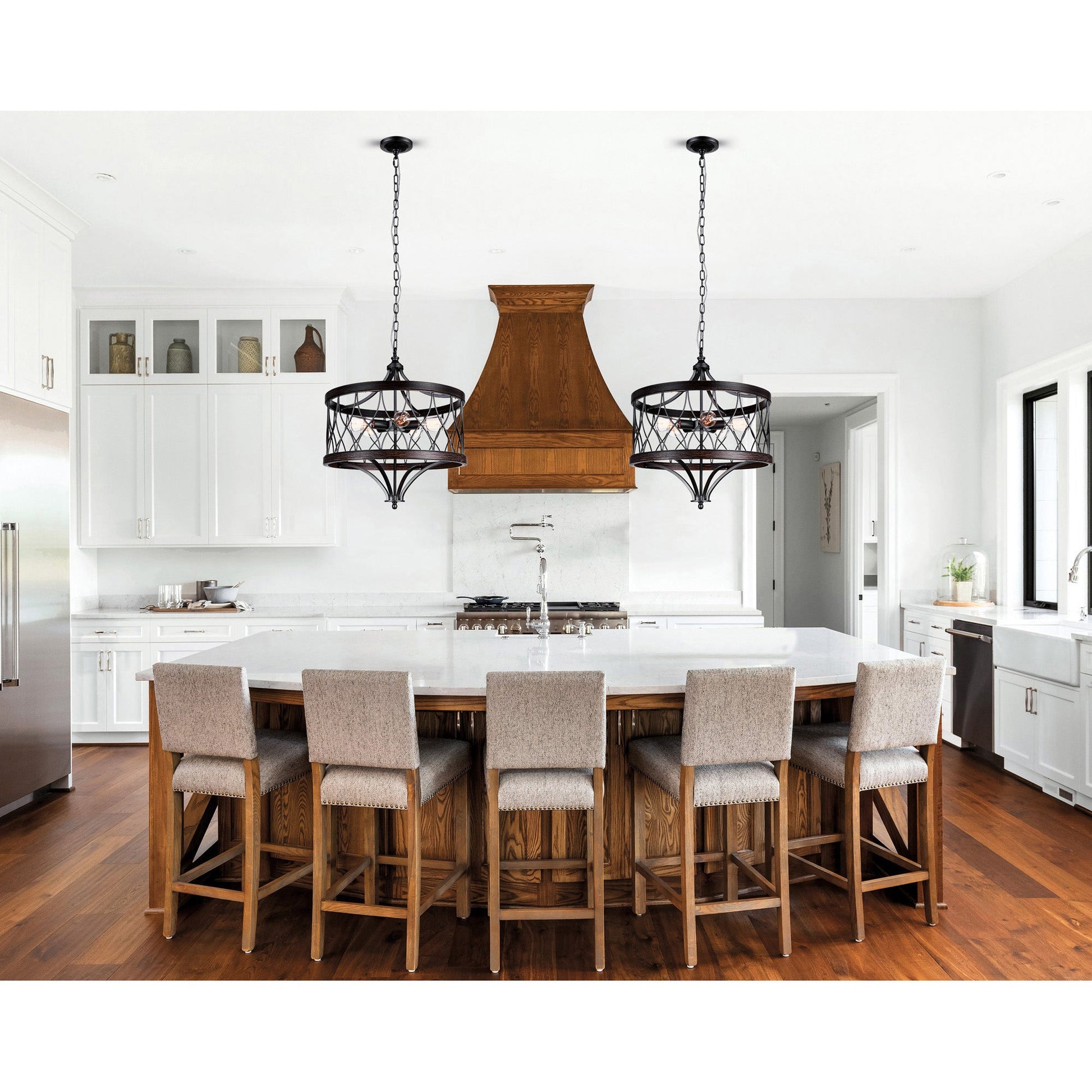 Amazon 5 Light Drum Shade Chandelier With Gun Metal Finish - CWI Lighting