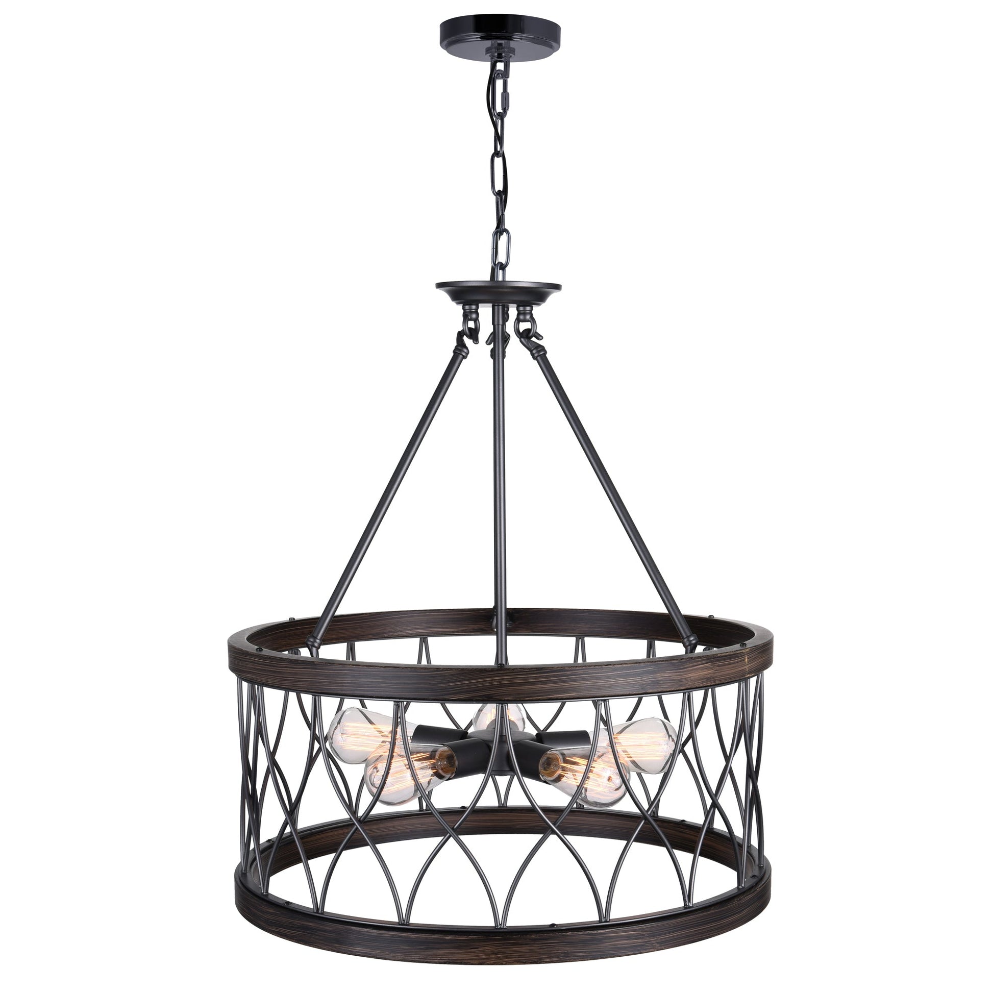 Amazon 5 Light Drum Shade Chandelier With Gun Metal Finish - CWI Lighting