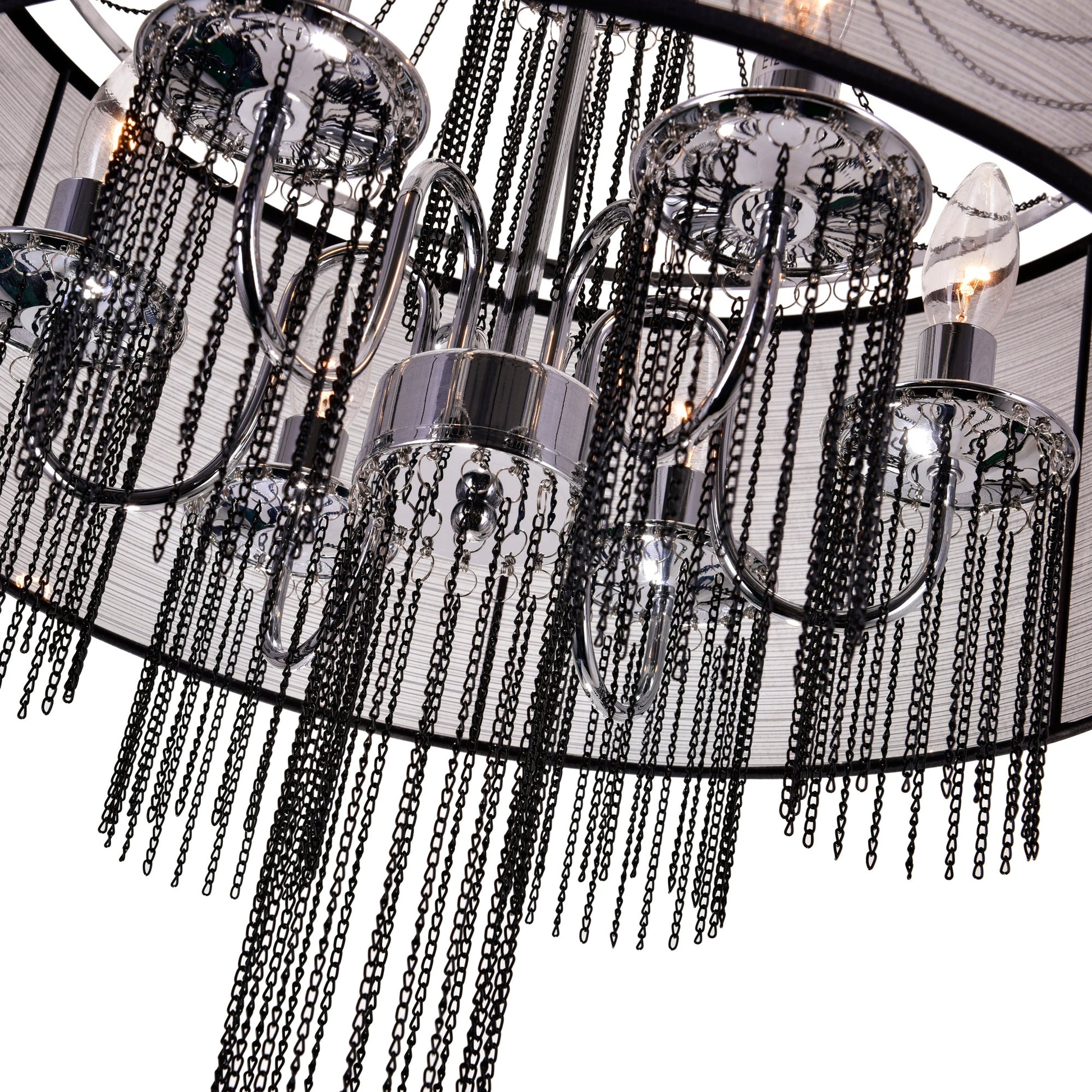 Amelia 6 Light Drum Shade Chandelier With Chrome Finish - CWI Lighting