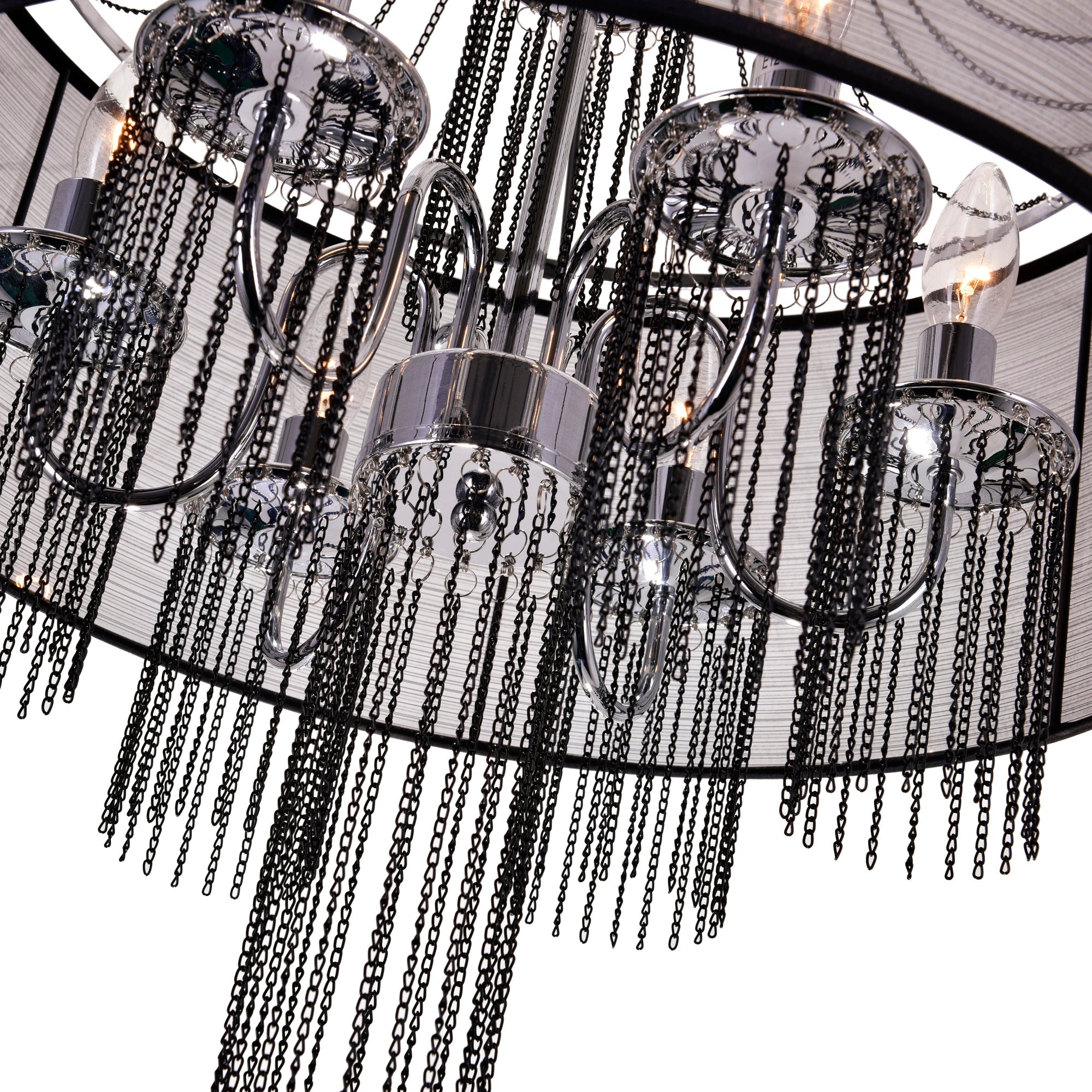 Amelia 6 Light Drum Shade Chandelier With Chrome Finish - CWI Lighting