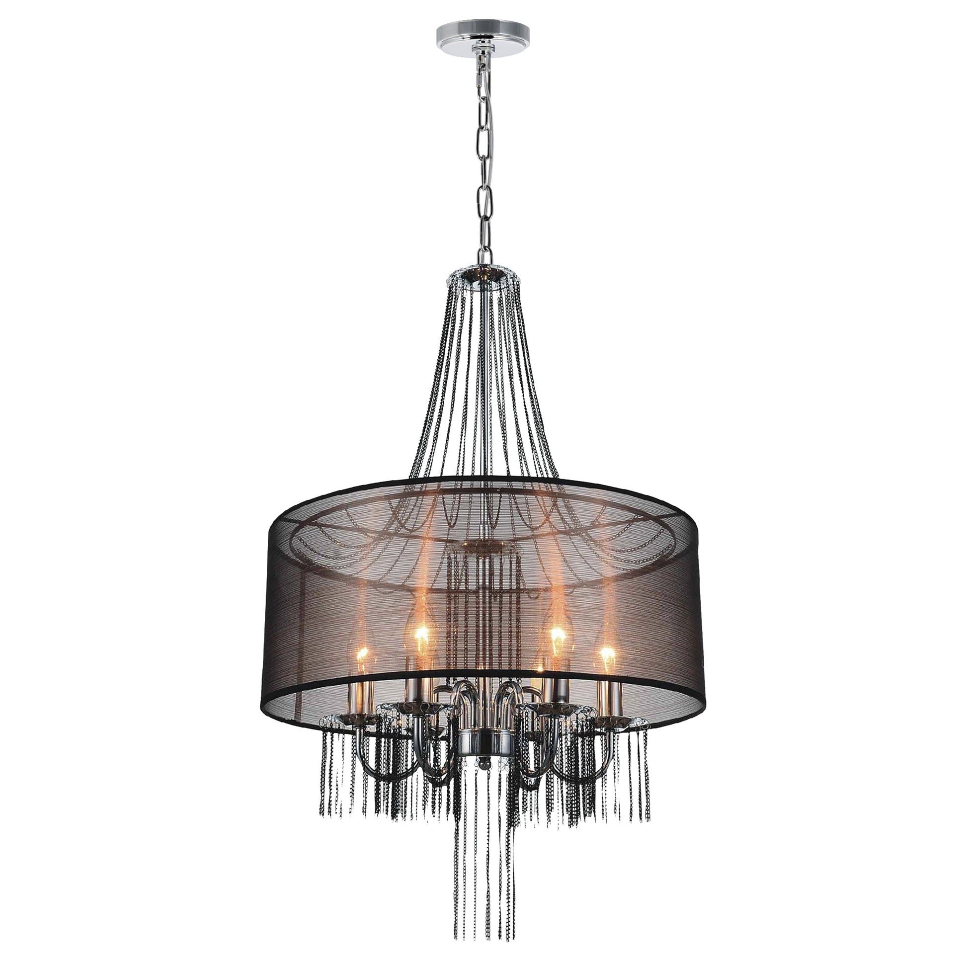 Amelia 6 Light Drum Shade Chandelier With Chrome Finish - CWI Lighting