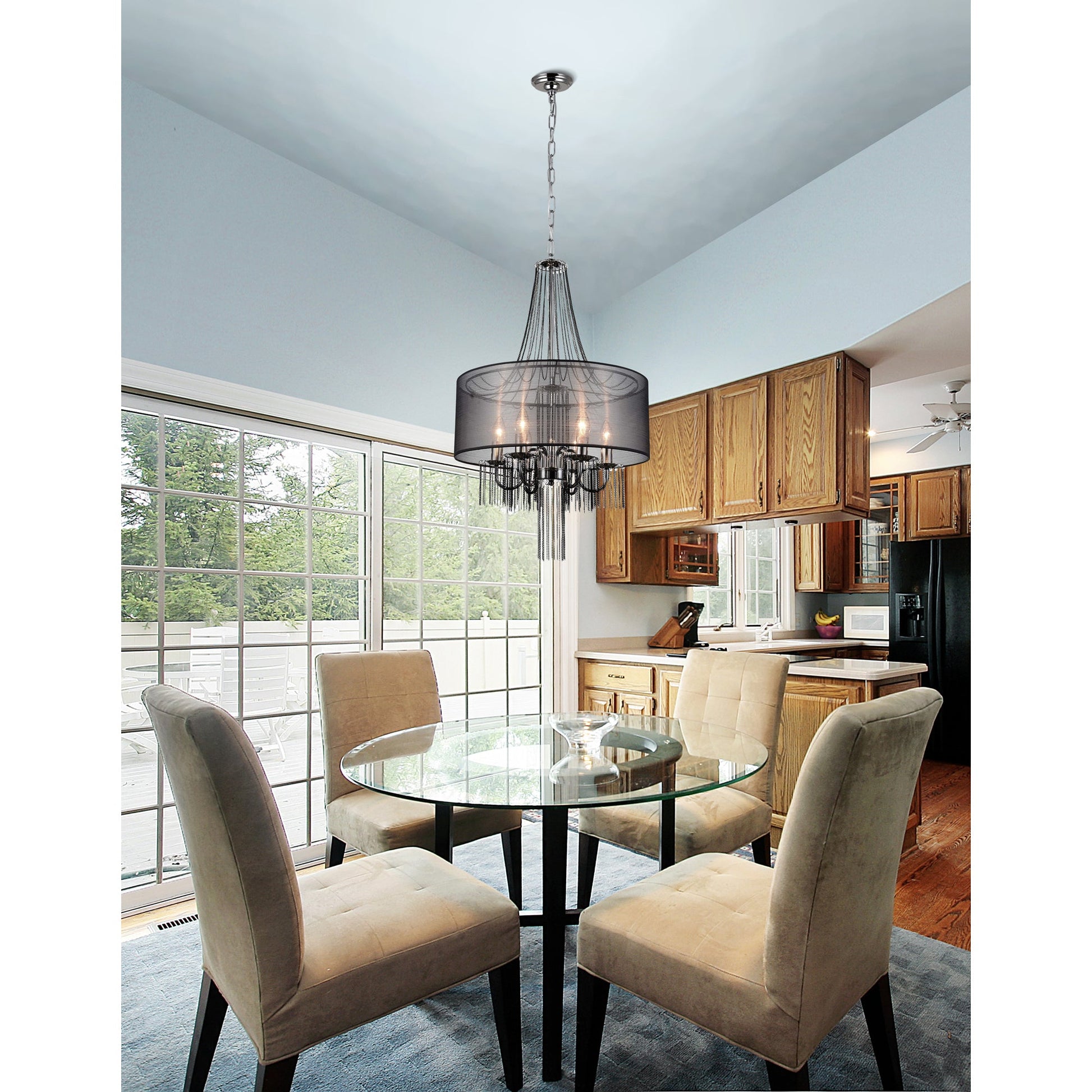 Amelia 6 Light Drum Shade Chandelier With Chrome Finish - CWI Lighting