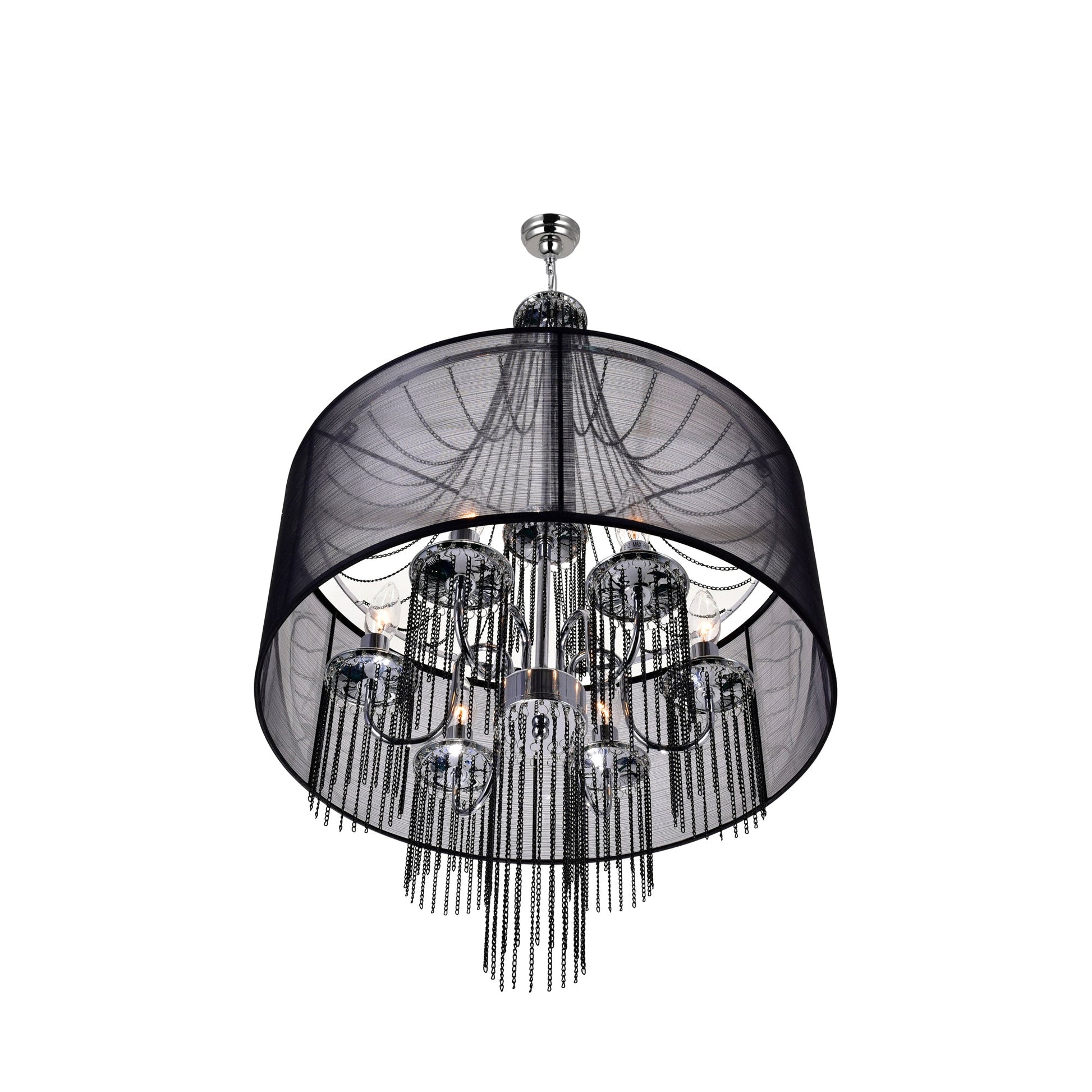Amelia 6 Light Drum Shade Chandelier With Chrome Finish - CWI Lighting
