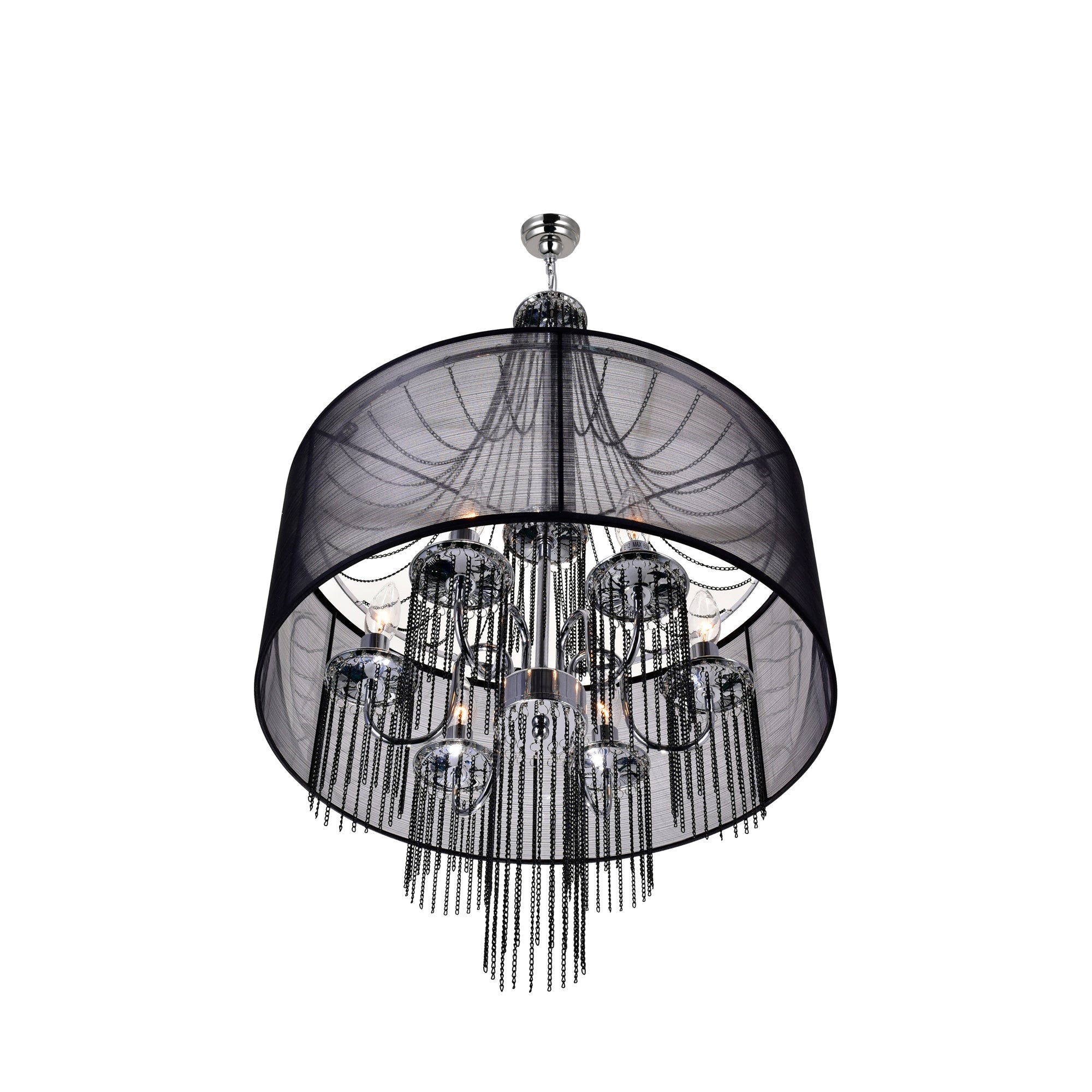 Amelia 6 Light Drum Shade Chandelier With Chrome Finish - CWI Lighting