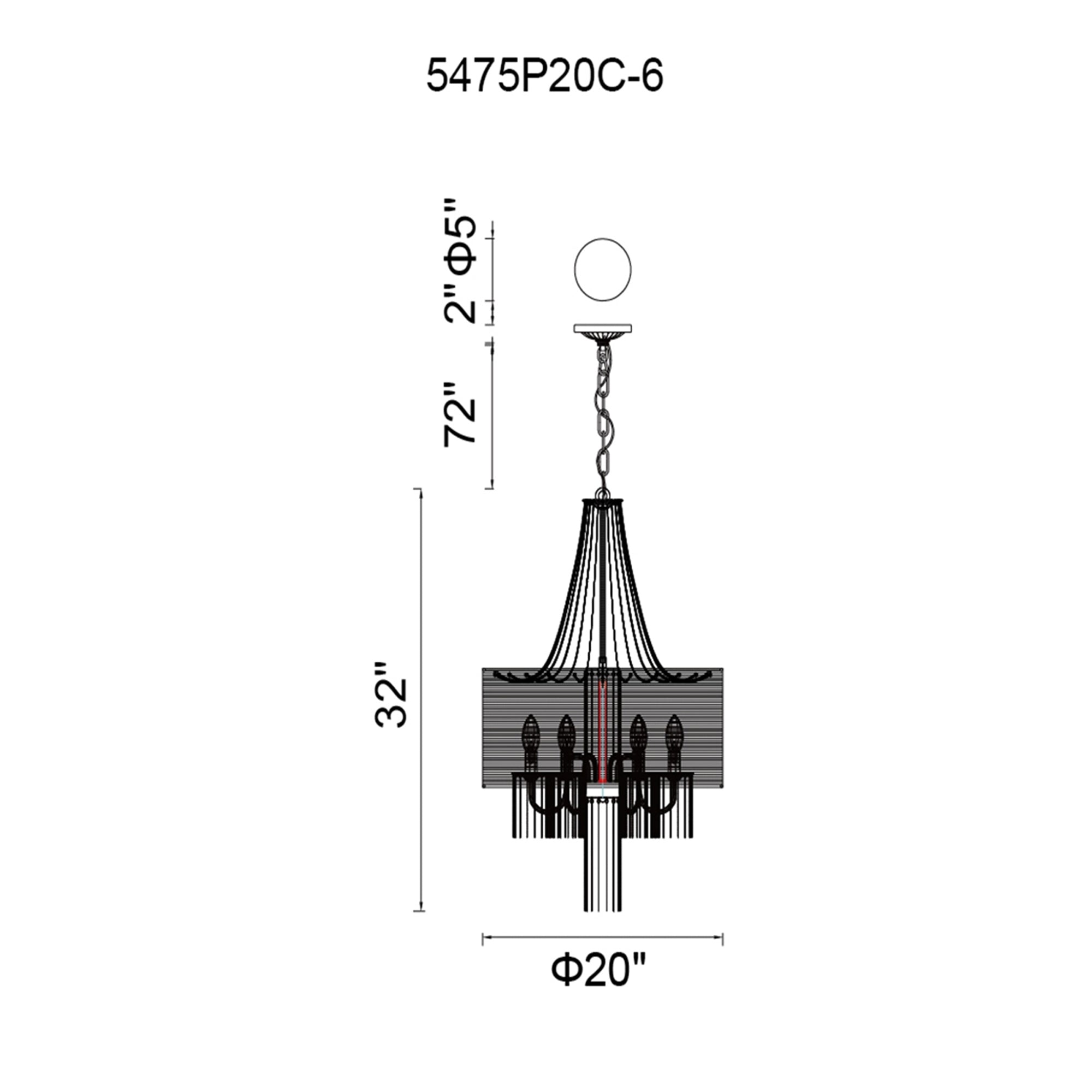 Amelia 6 Light Drum Shade Chandelier With Chrome Finish - CWI Lighting