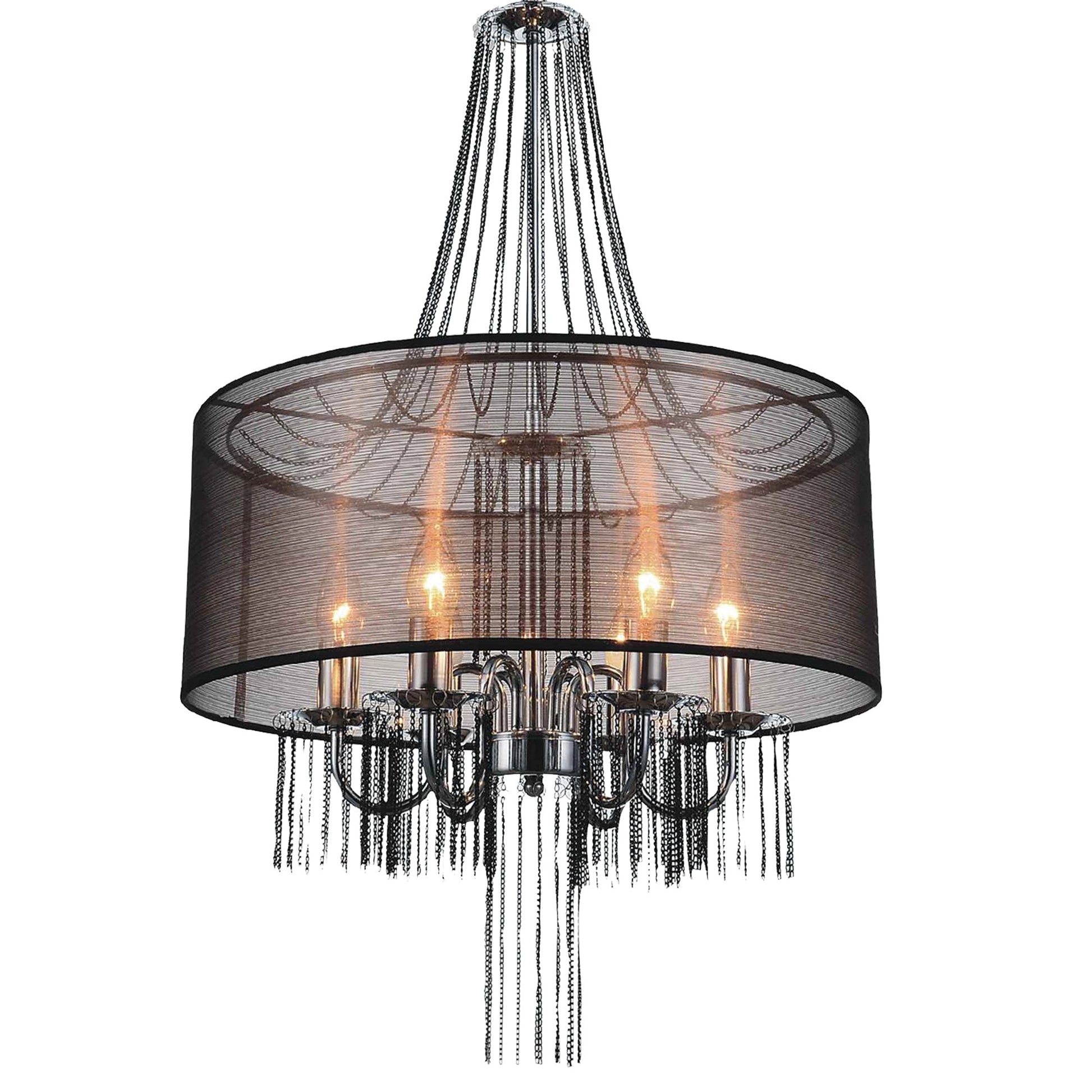 Amelia 6 Light Drum Shade Chandelier With Chrome Finish - CWI Lighting