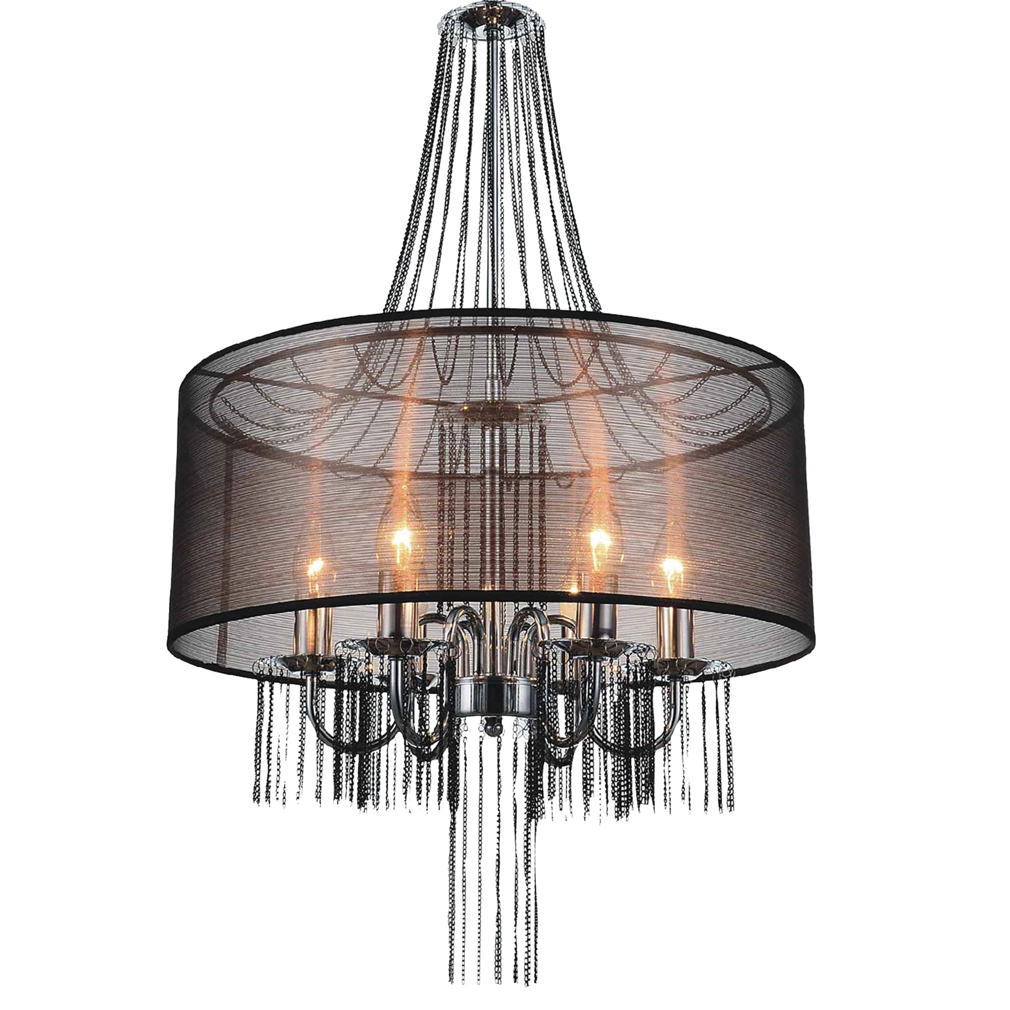 Amelia 6 Light Drum Shade Chandelier With Chrome Finish - CWI Lighting