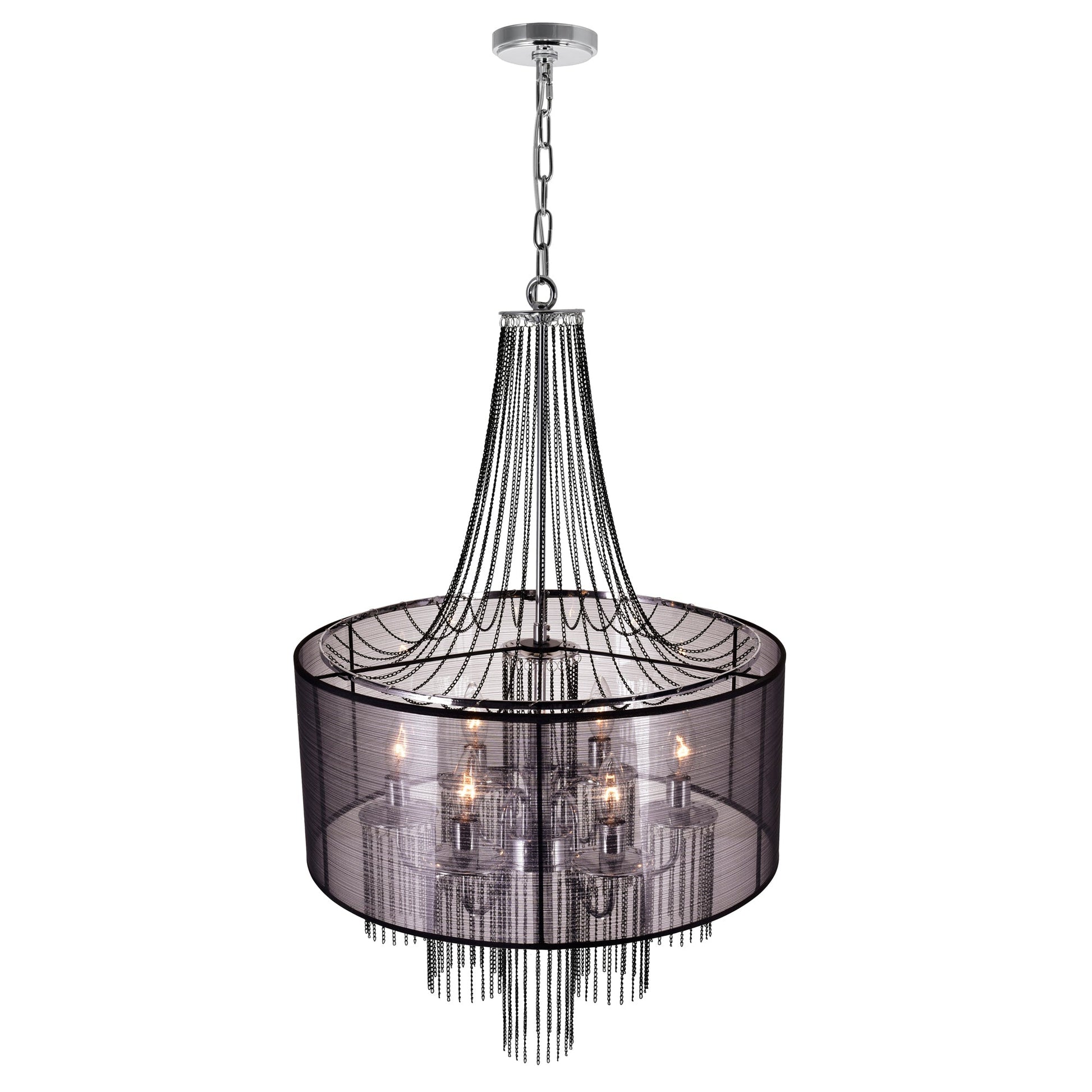 Amelia 6 Light Drum Shade Chandelier With Chrome Finish - CWI Lighting