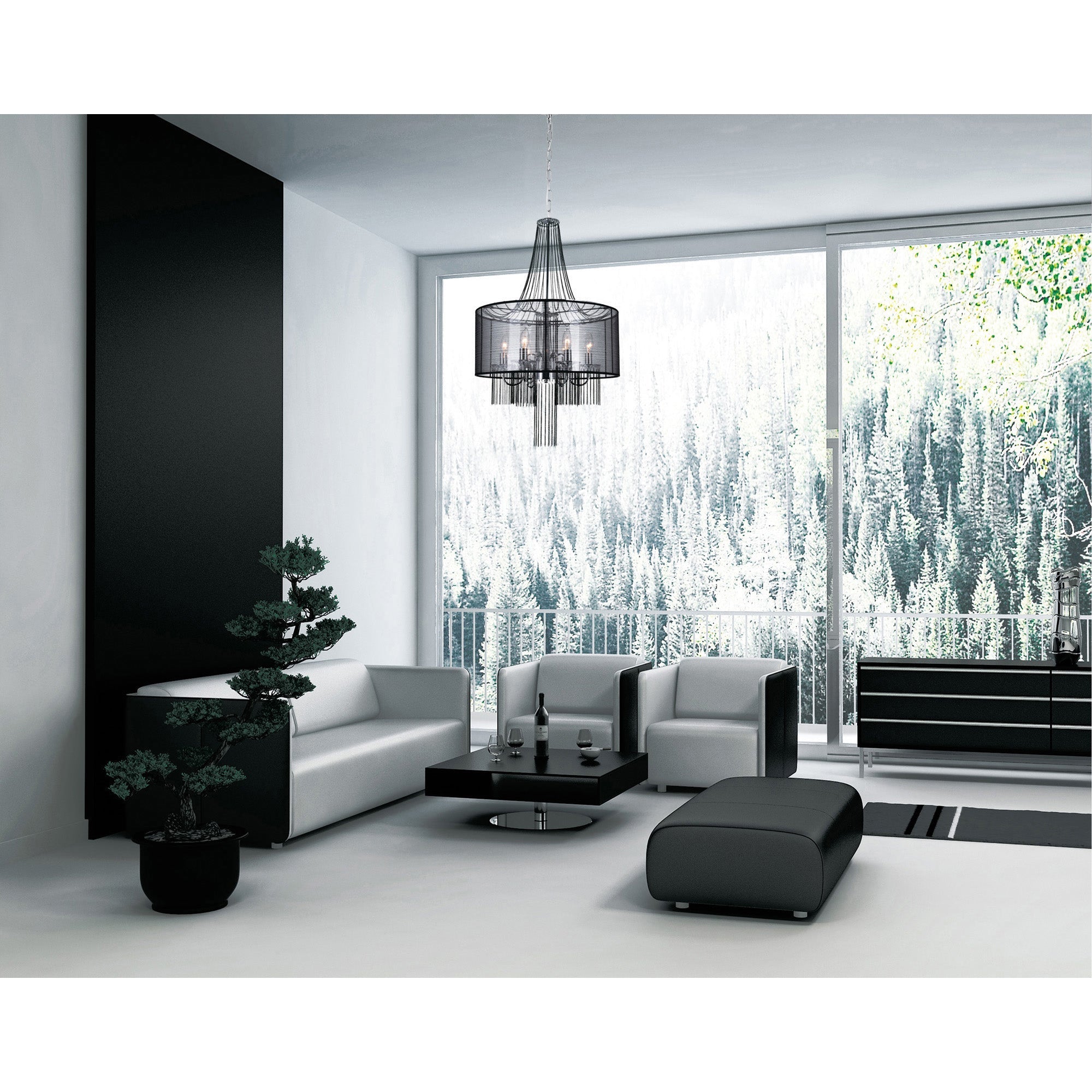 Amelia 6 Light Drum Shade Chandelier With Chrome Finish - CWI Lighting