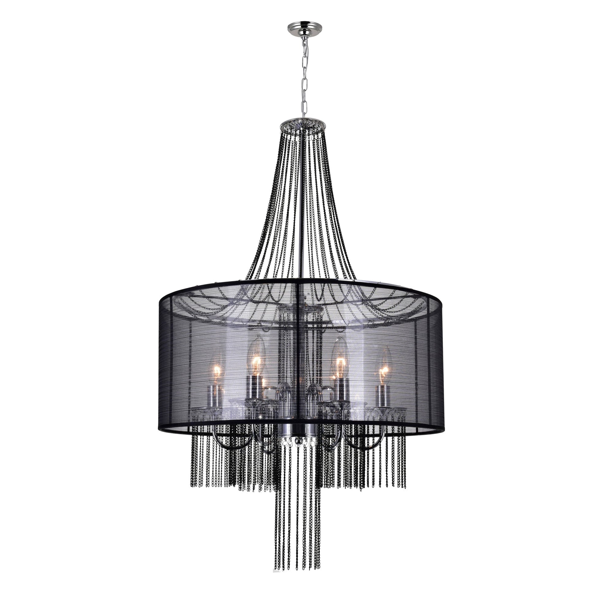 Amelia 6 Light Drum Shade Chandelier With Chrome Finish - CWI Lighting