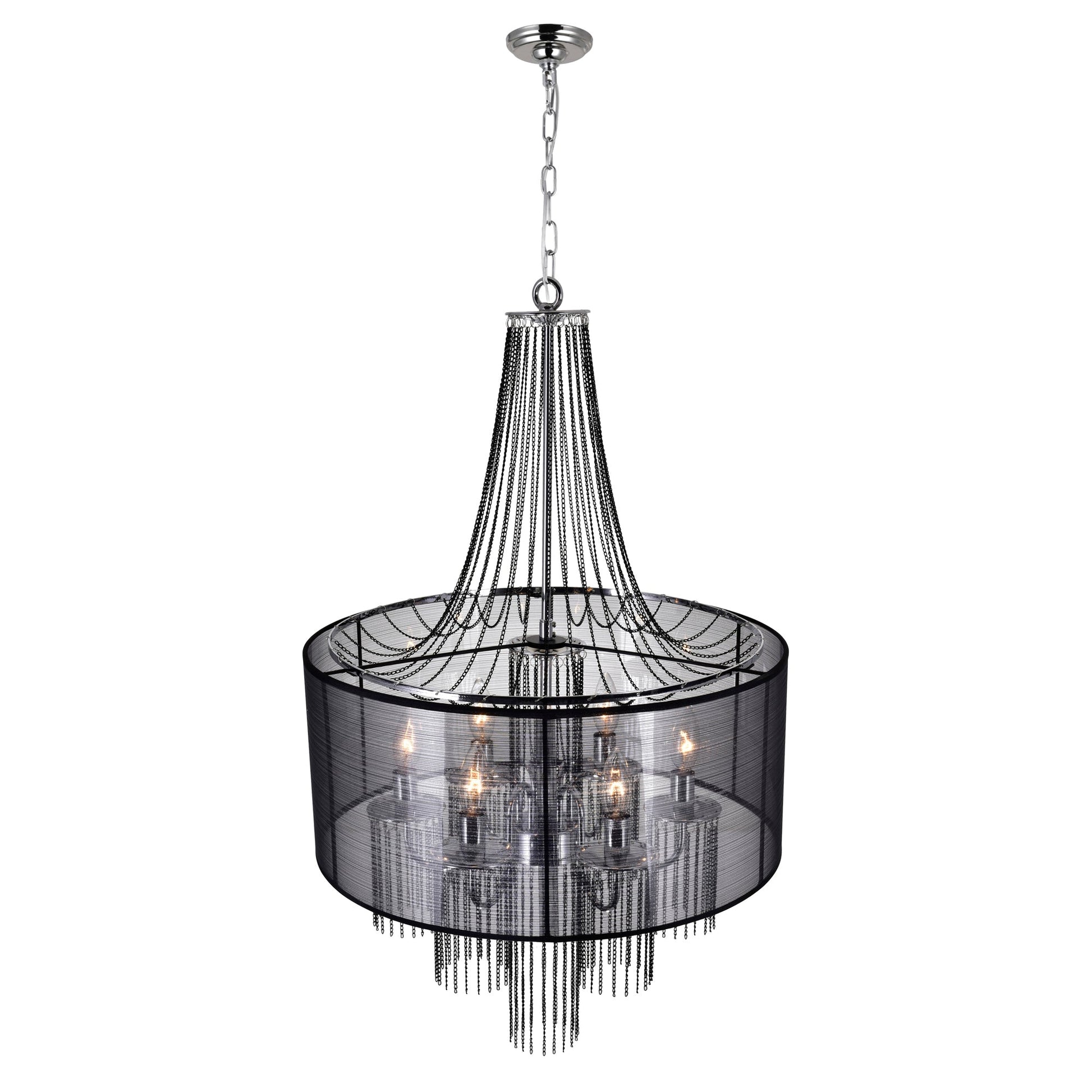 Amelia 6 Light Drum Shade Chandelier With Chrome Finish - CWI Lighting