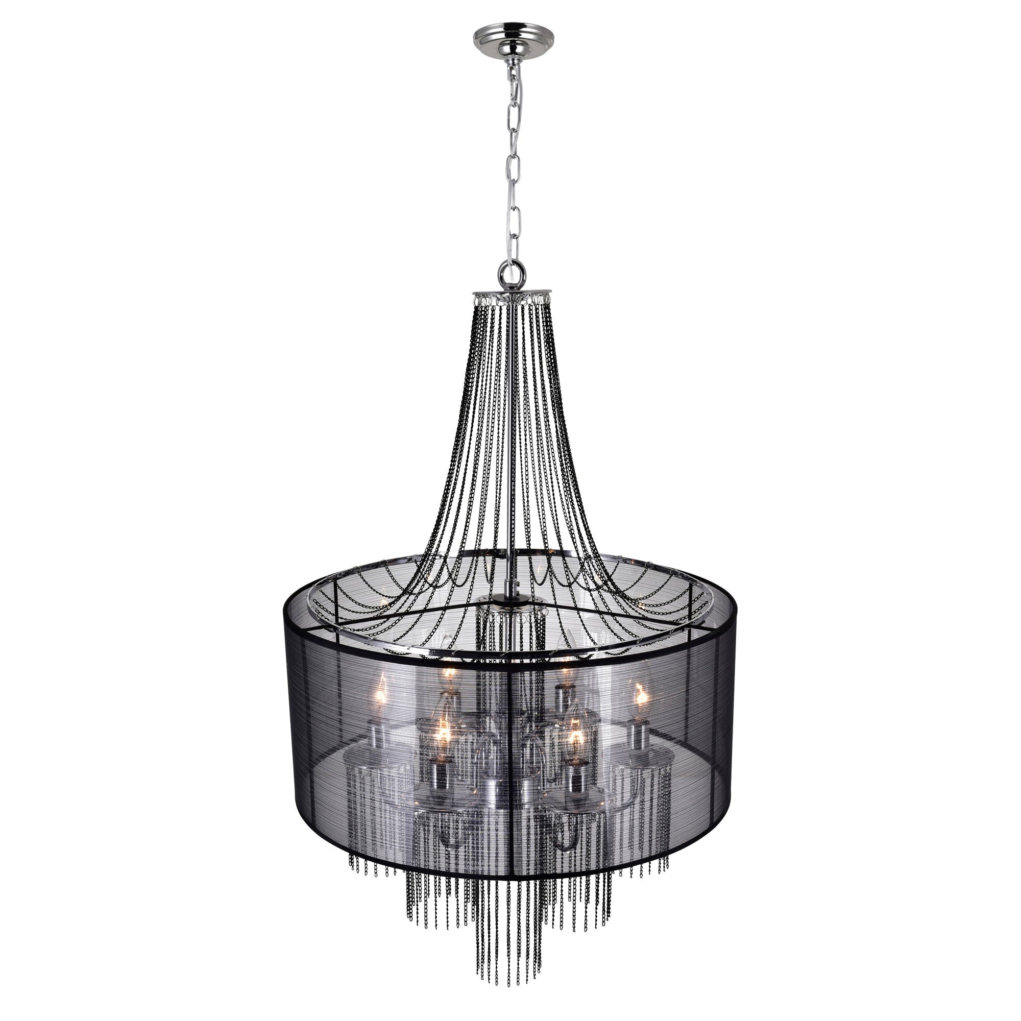 Amelia 6 Light Drum Shade Chandelier With Chrome Finish - CWI Lighting