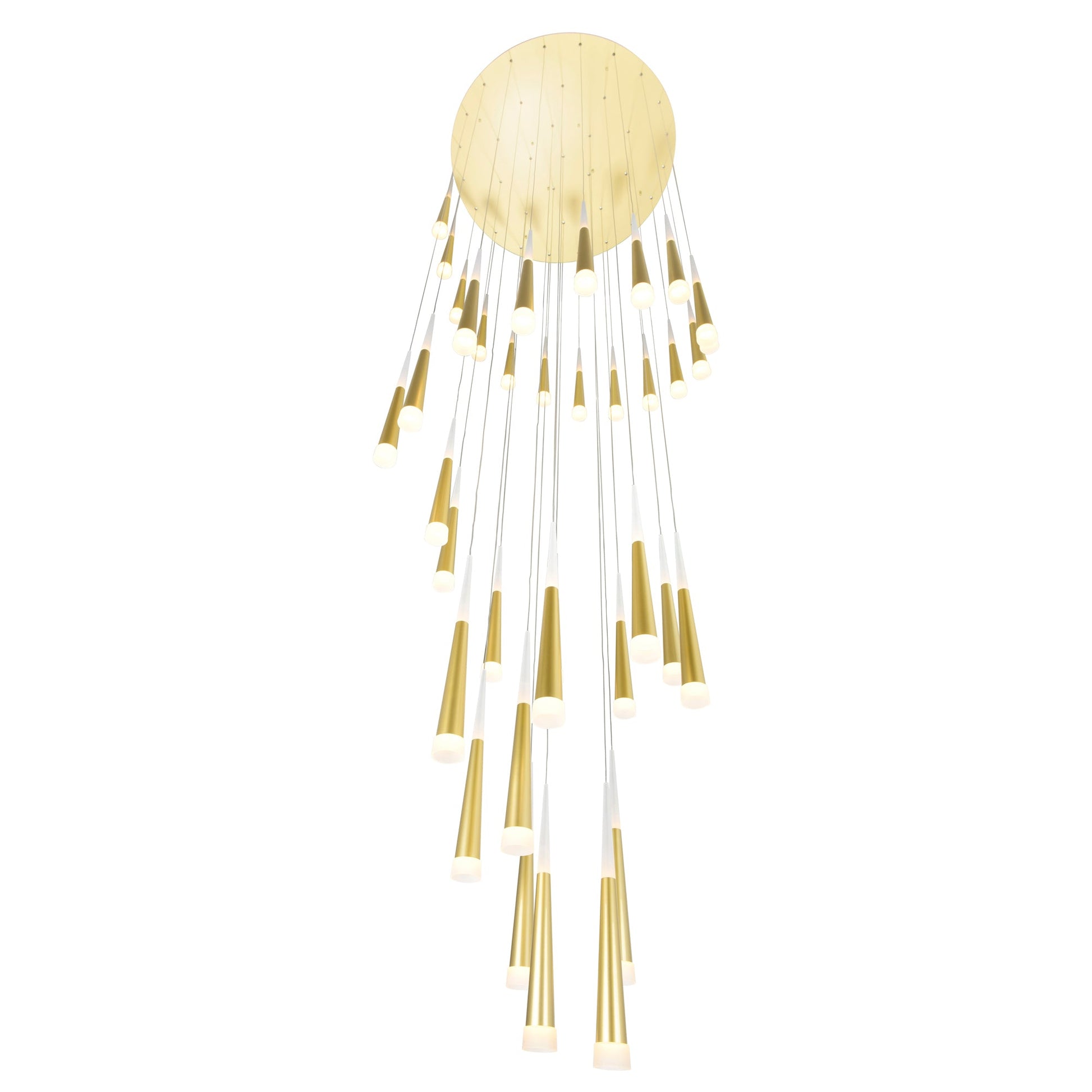 Andes Integrated LED Satin Gold Multi Light Pendant - CWI Lighting