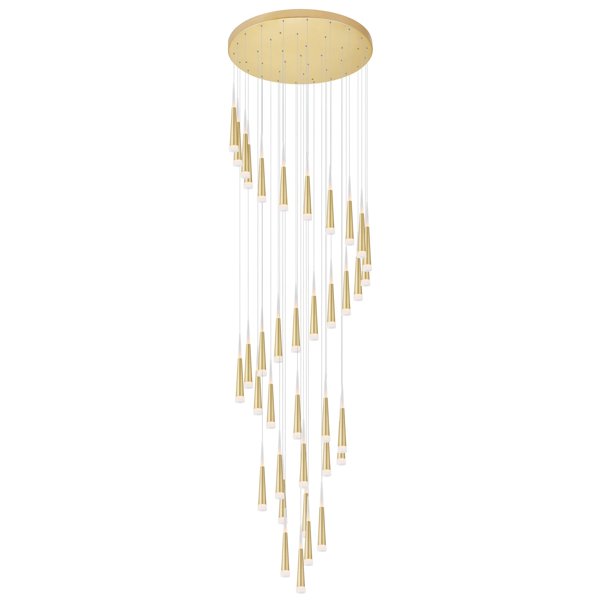 Andes Integrated LED Satin Gold Multi Light Pendant - CWI Lighting