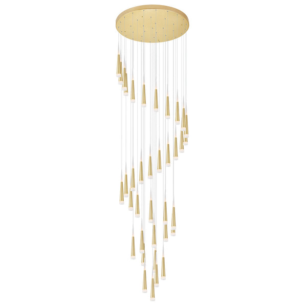 Andes Integrated LED Satin Gold Multi Light Pendant - CWI Lighting