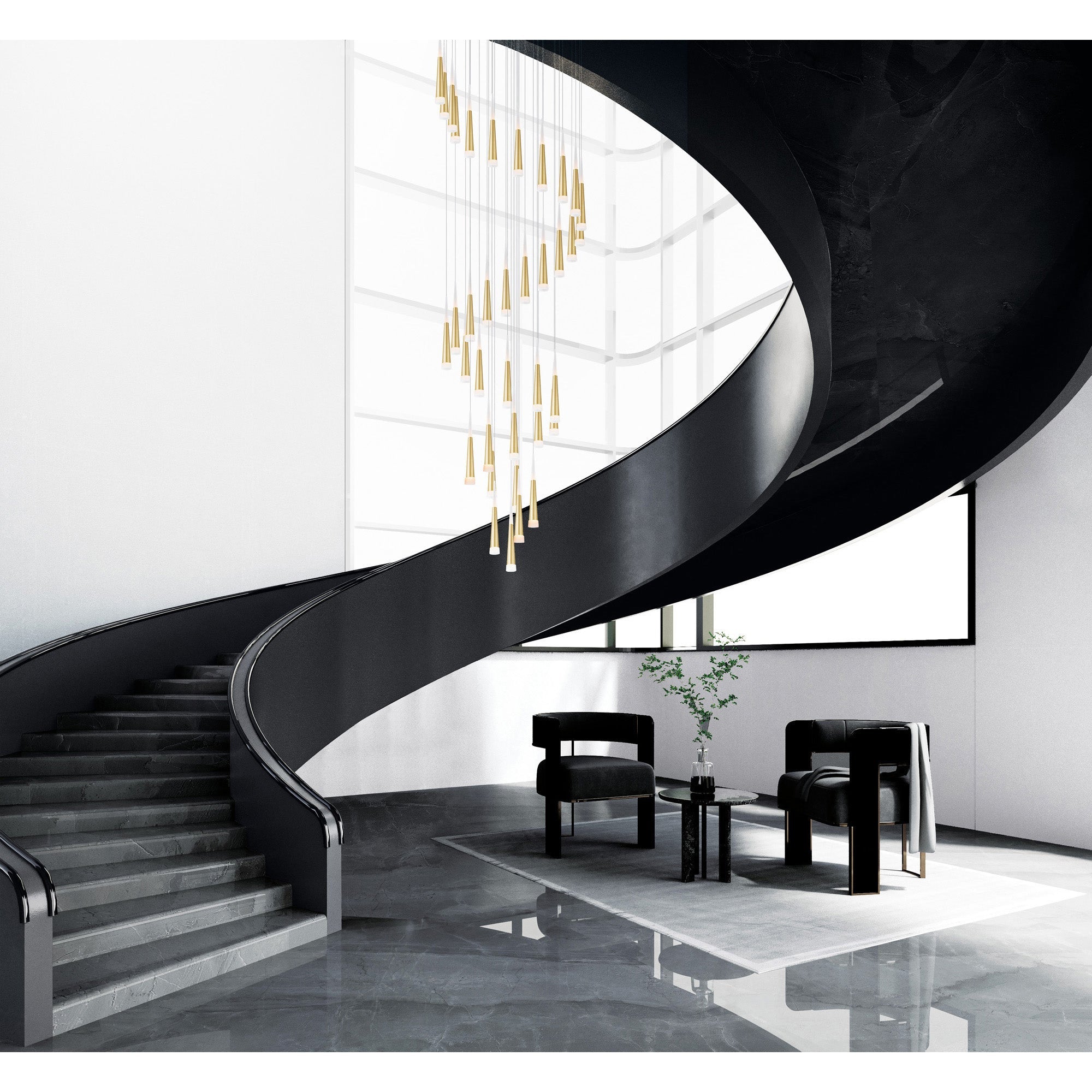 Andes Integrated LED Satin Gold Multi Light Pendant - CWI Lighting