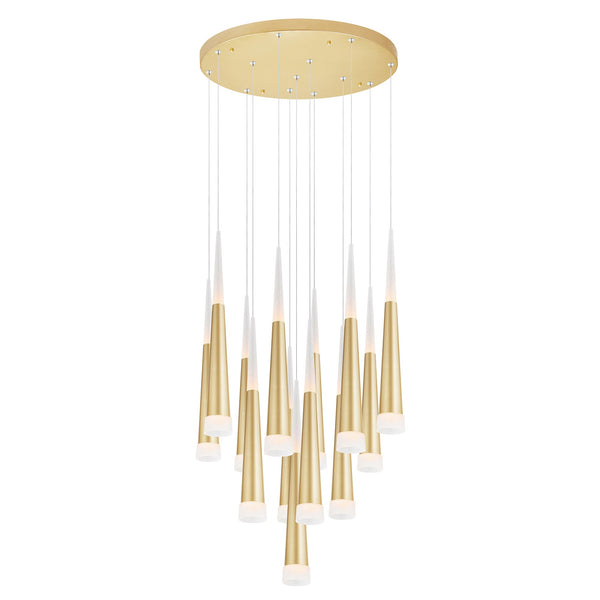 Andes LED Multi Light Pendant With Satin Gold Finish - CWI Lighting