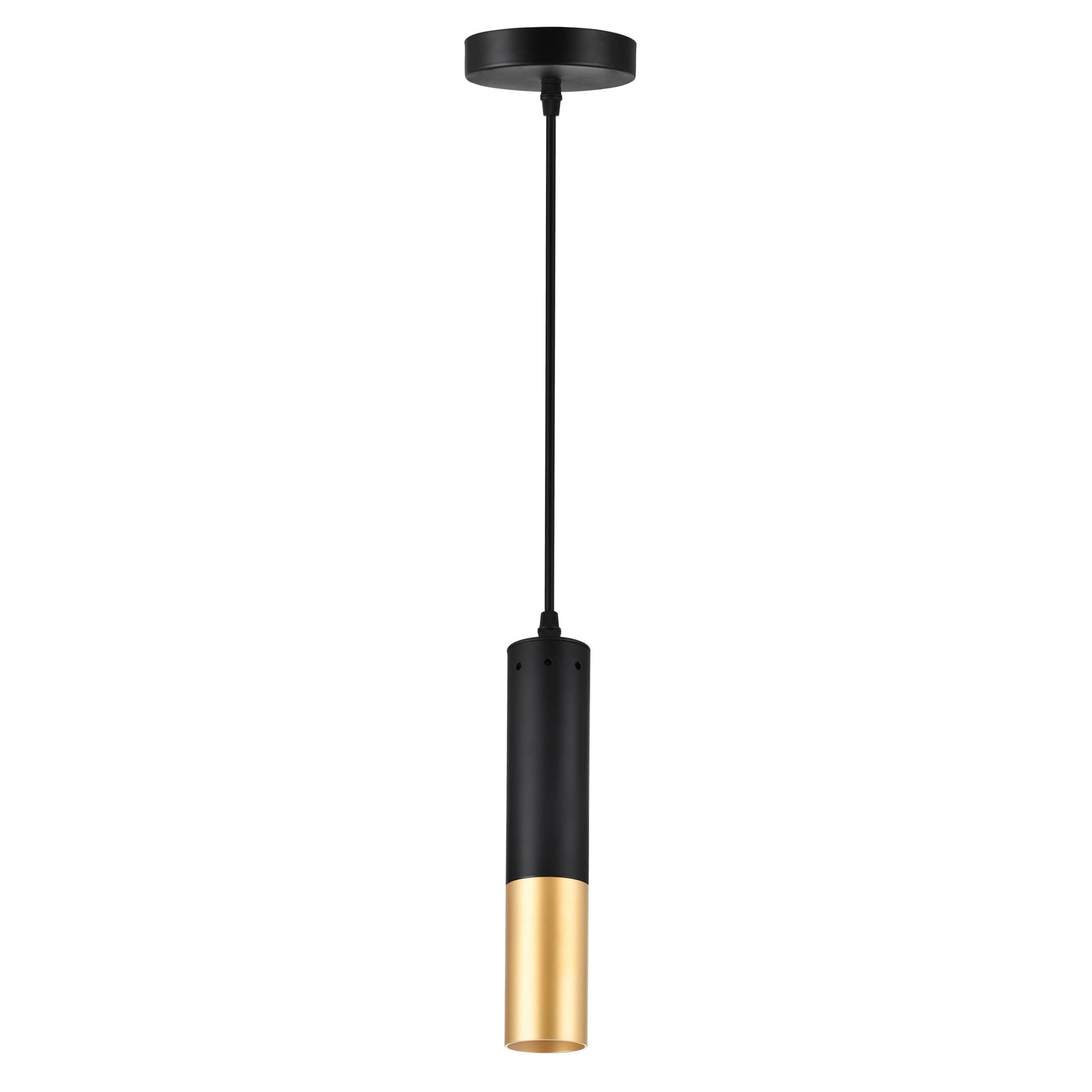 Anem 1 Light Matte Black & Satin Gold Down Mini Pendant - CWI Lighting