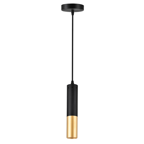 Anem 1 Light Matte Black & Satin Gold Down Mini Pendant - CWI Lighting