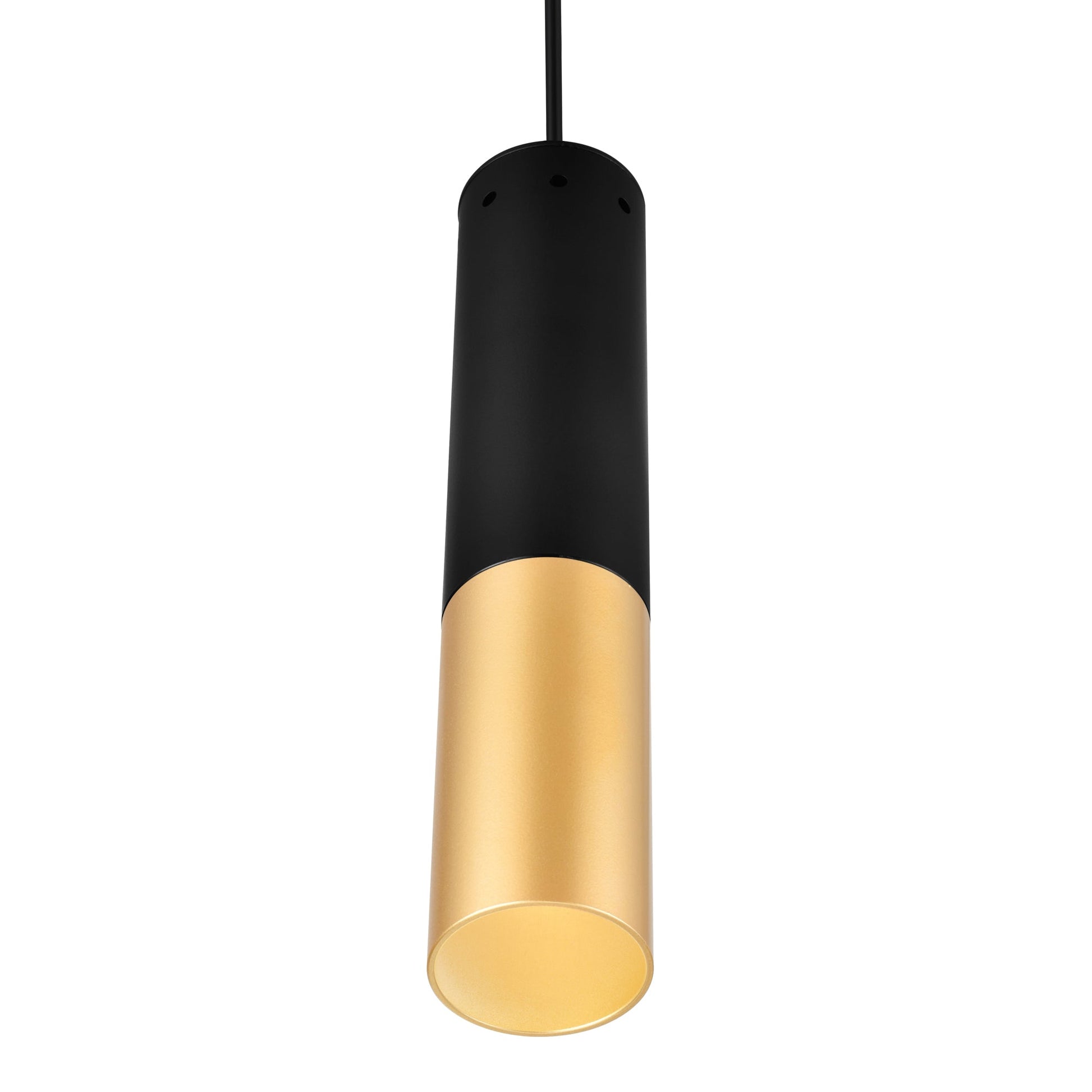 Anem 1 Light Matte Black & Satin Gold Down Mini Pendant - CWI Lighting
