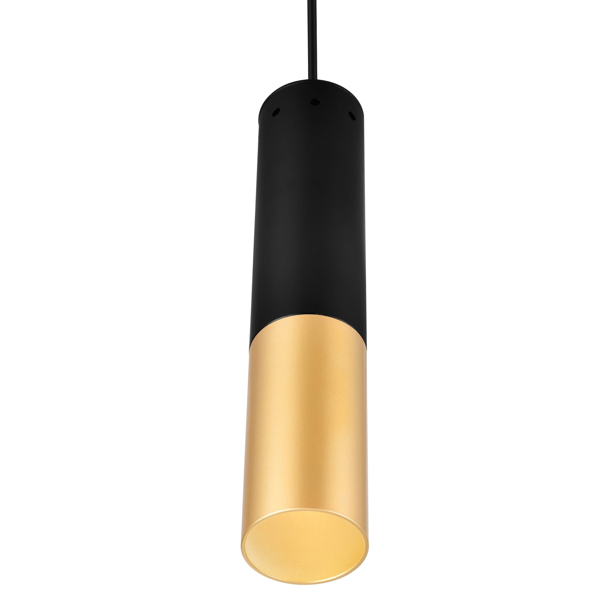 Anem 1 Light Matte Black & Satin Gold Down Mini Pendant - CWI Lighting