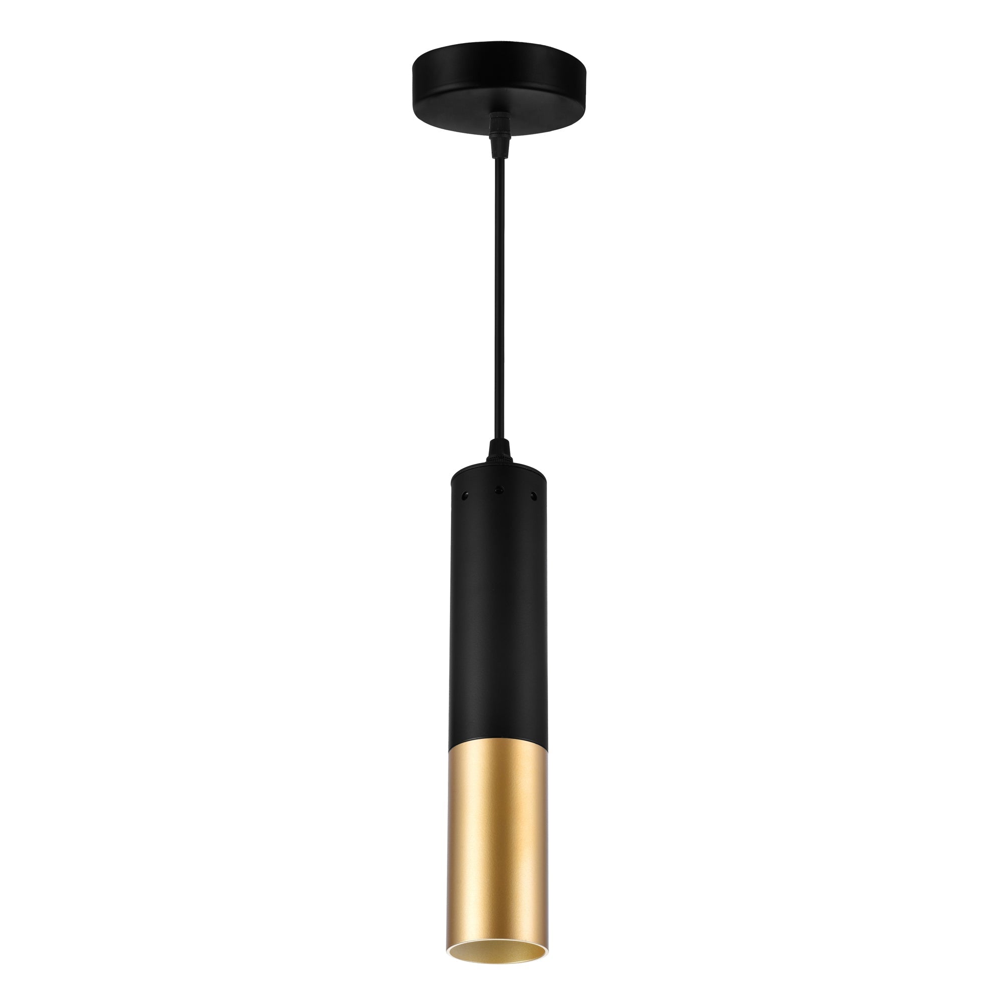Anem 1 Light Matte Black & Satin Gold Down Mini Pendant - CWI Lighting