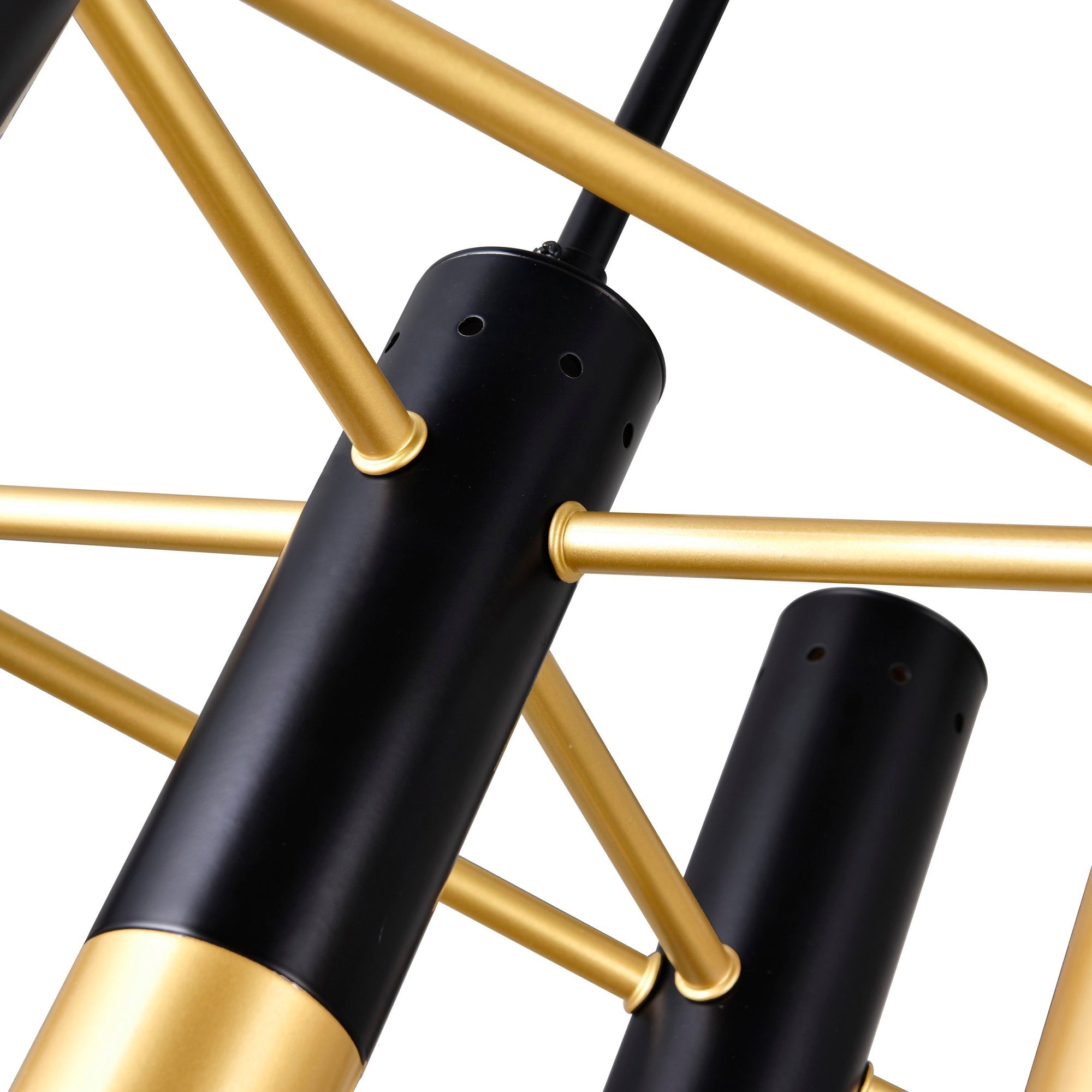 Anem 10 Light Matte Black & Satin Gold Down Chandelier - CWI Lighting