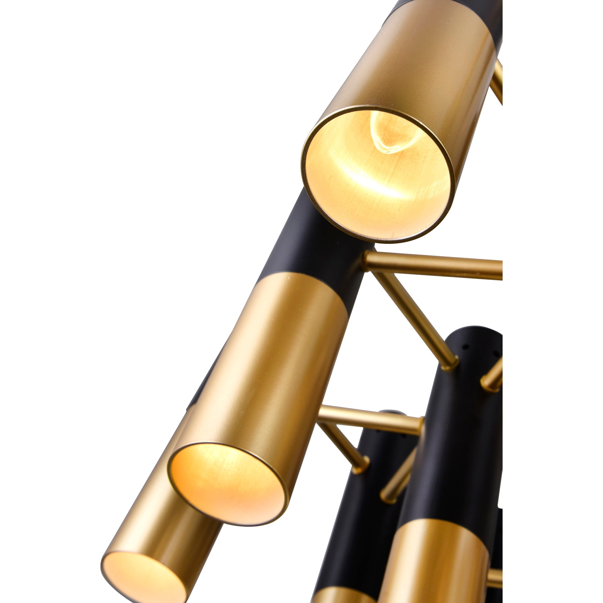 Anem 19 Light Matte Black & Satin Gold Down Chandelier - CWI Lighting