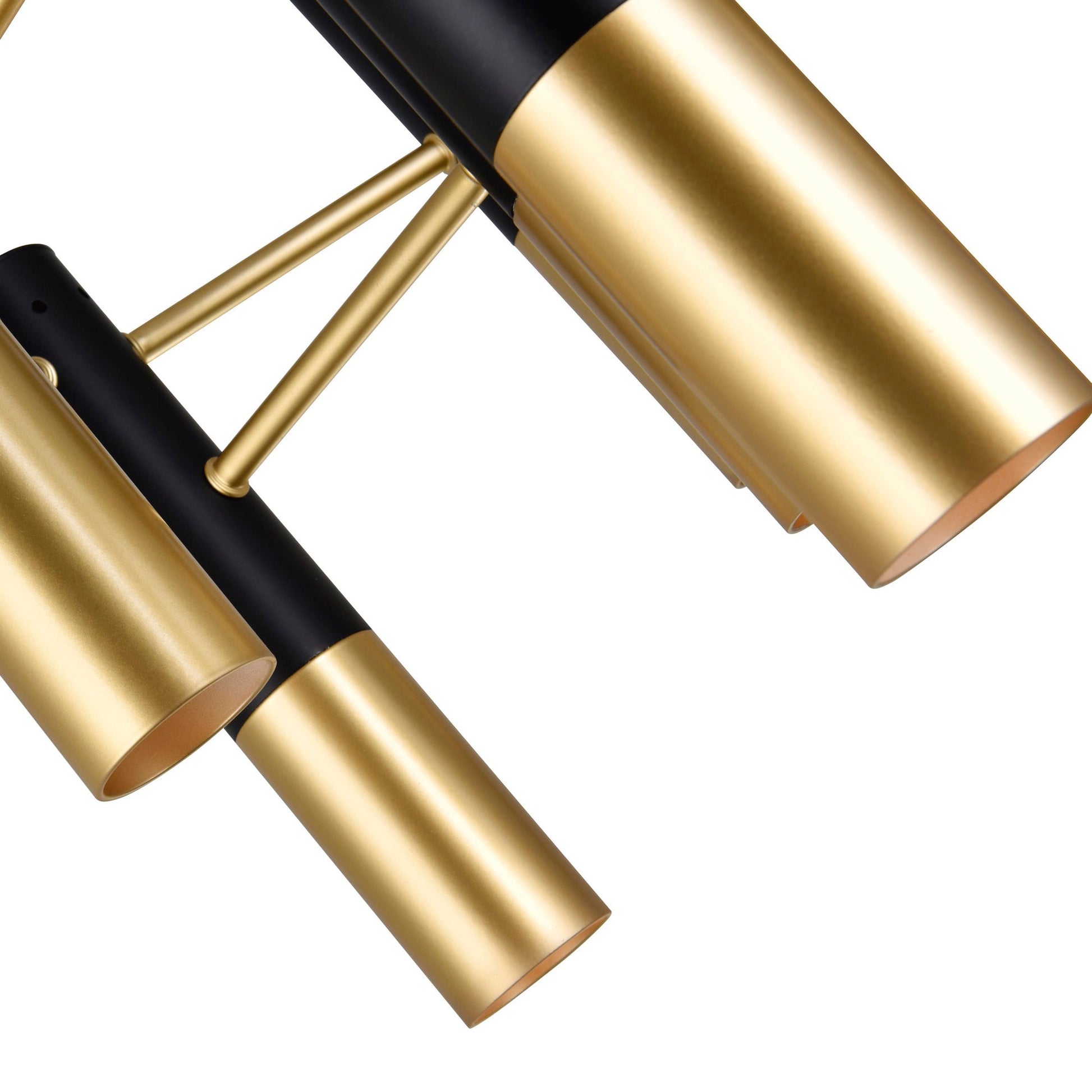 Anem 7 Light Matte Black & Satin Gold Down Chandelier - CWI Lighting