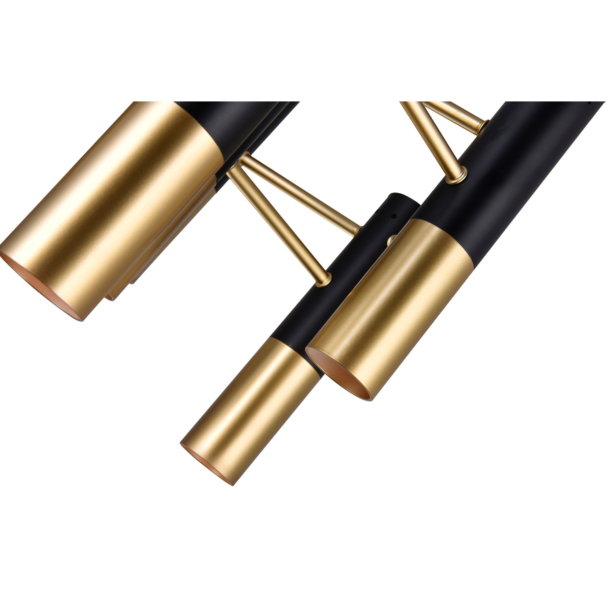 Anem 7 Light Matte Black & Satin Gold Down Chandelier - CWI Lighting
