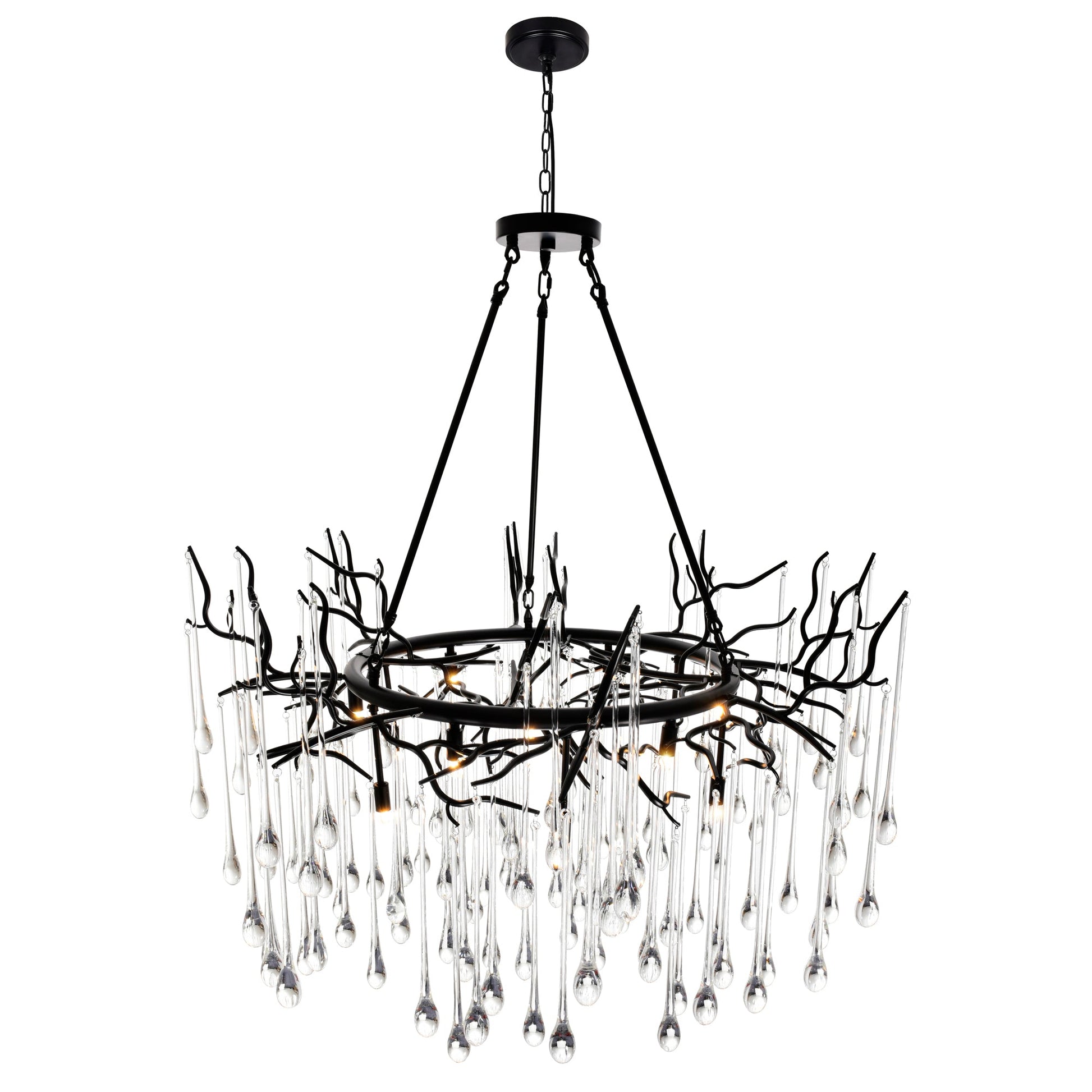 Anita 12 Light Black Chandelier - CWI Lighting