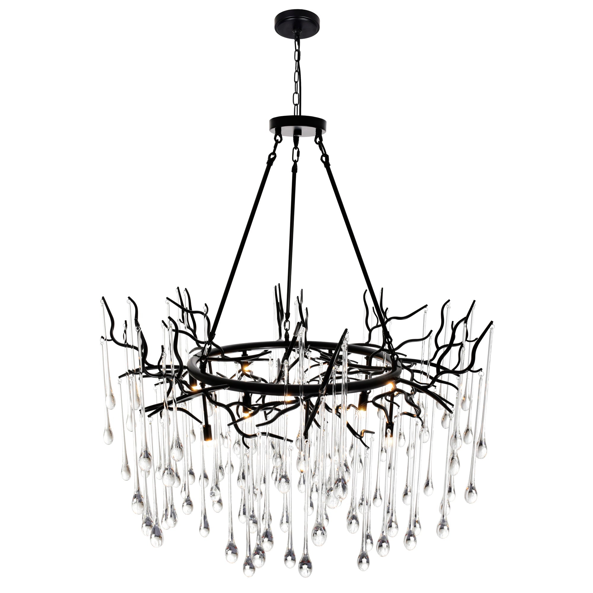 Anita 12 Light Black Chandelier - CWI Lighting