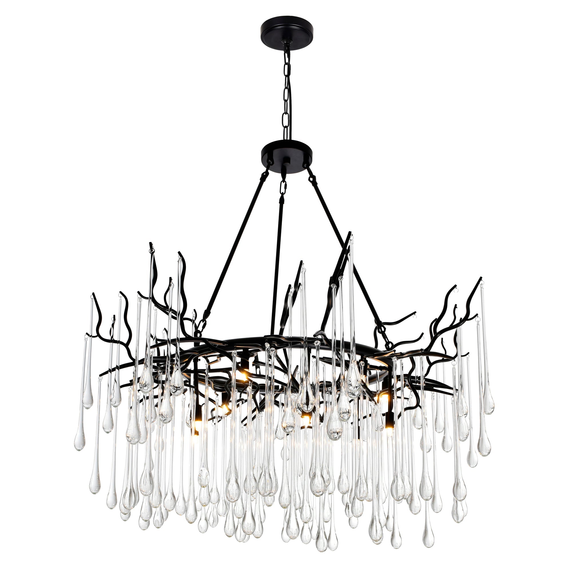 Anita 12 Light Black Chandelier - CWI Lighting