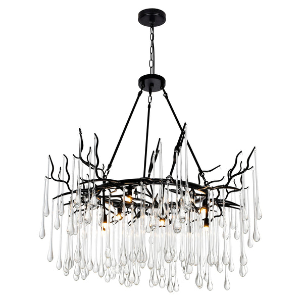 Anita 12 Light Black Chandelier - CWI Lighting