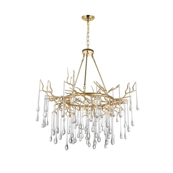 Anita 12 Light Gold Leaf Chandelier - CWI Lighting