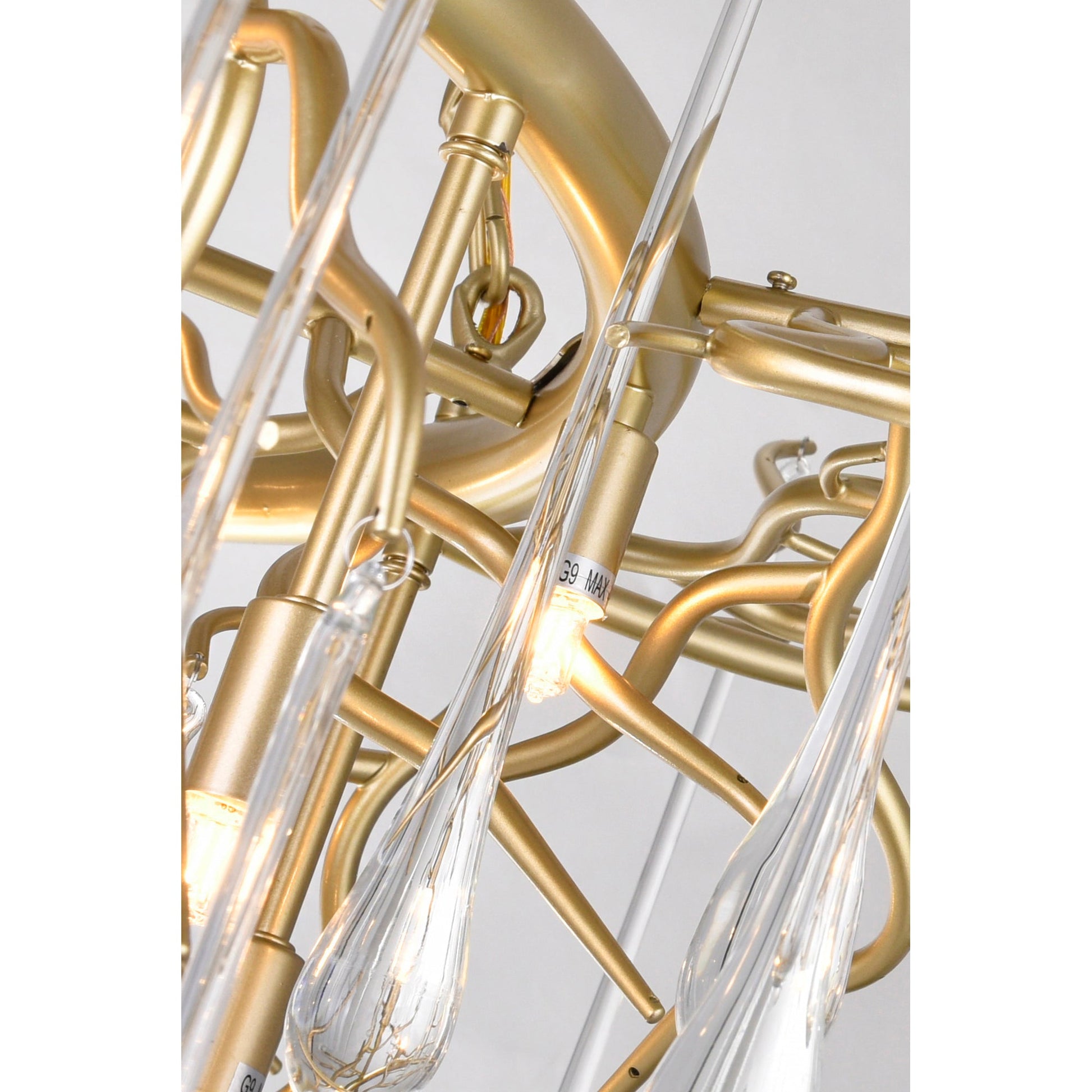 Anita 12 Light Gold Leaf Chandelier - CWI Lighting