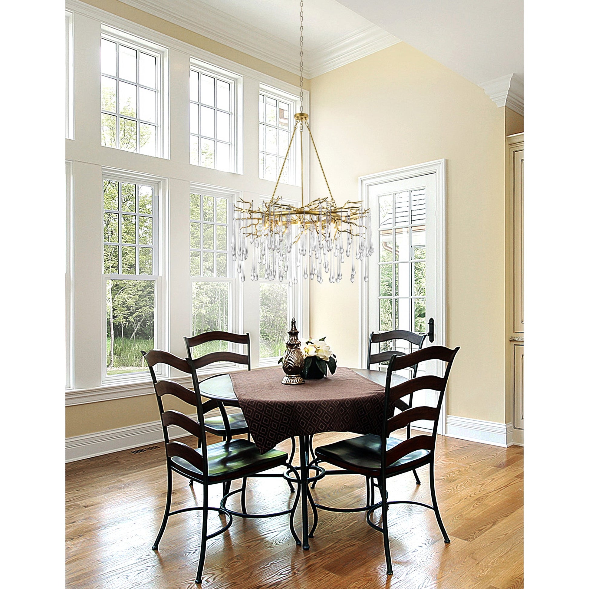 Anita 12 Light Gold Leaf Chandelier - CWI Lighting