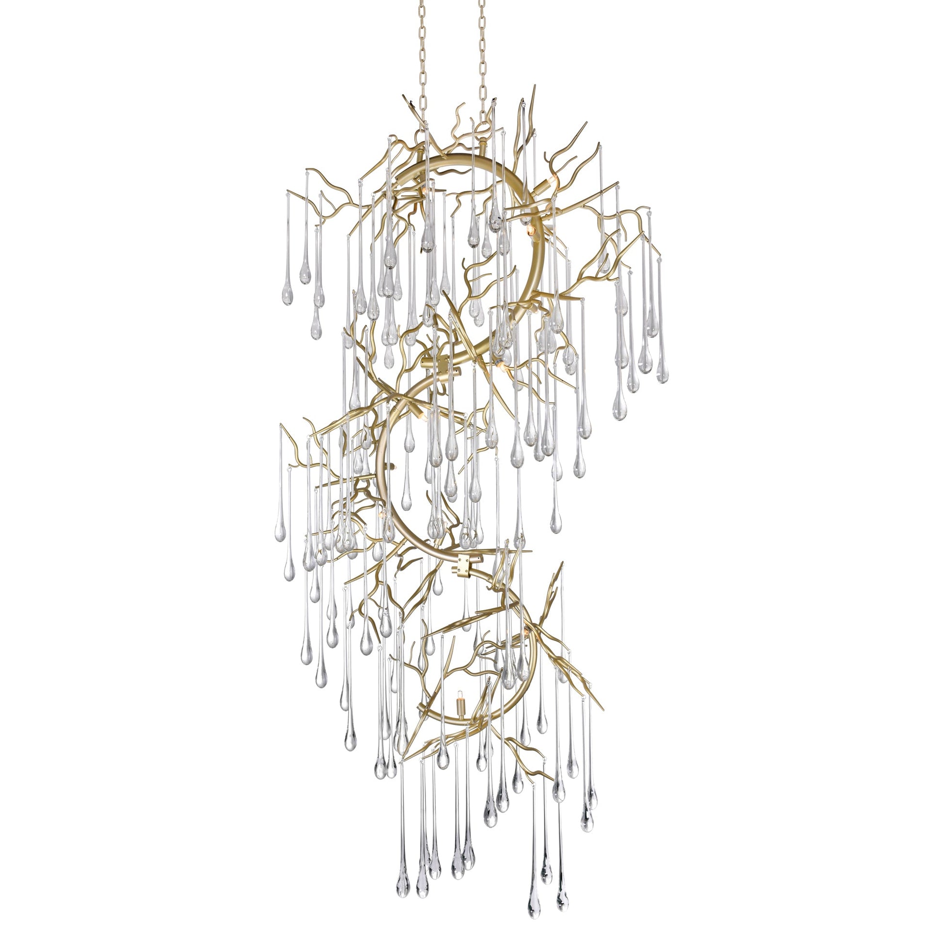 Anita 12 Light Gold Leaf Chandelier - CWI Lighting