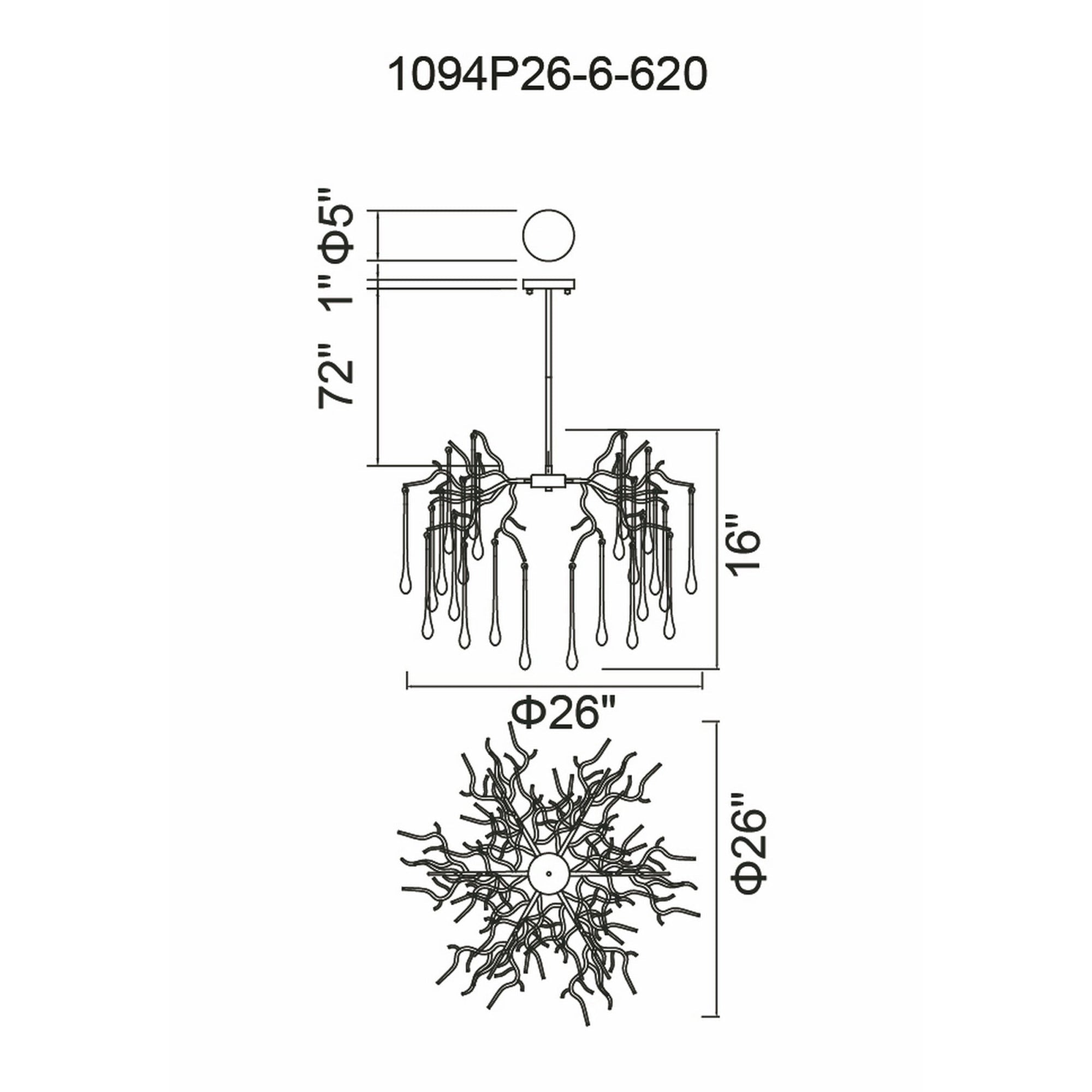 Anita 6 Light Gold Leaf Chandelier - CWI Lighting