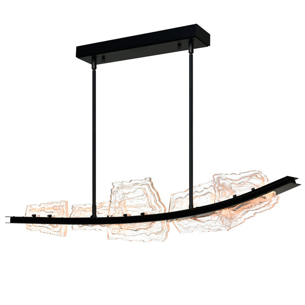 Arcus Integrated LED 50in Black Chandelier with Handcrafted Glass - CWI Lighting