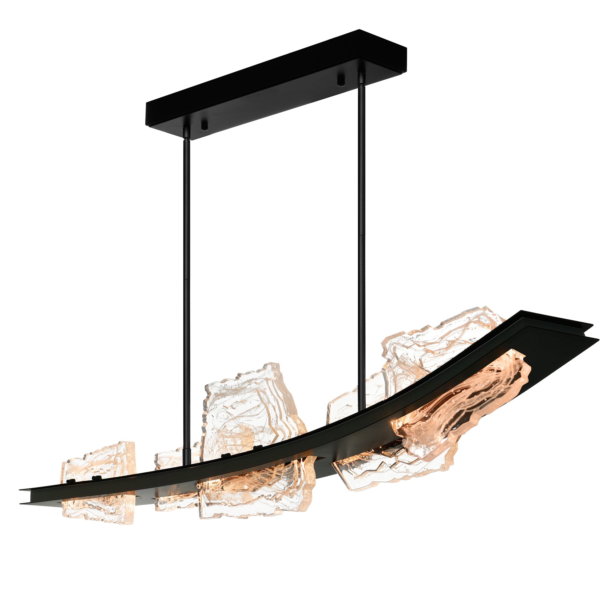 Arcus Integrated LED 50in Black Chandelier with Handcrafted Glass - CWI Lighting